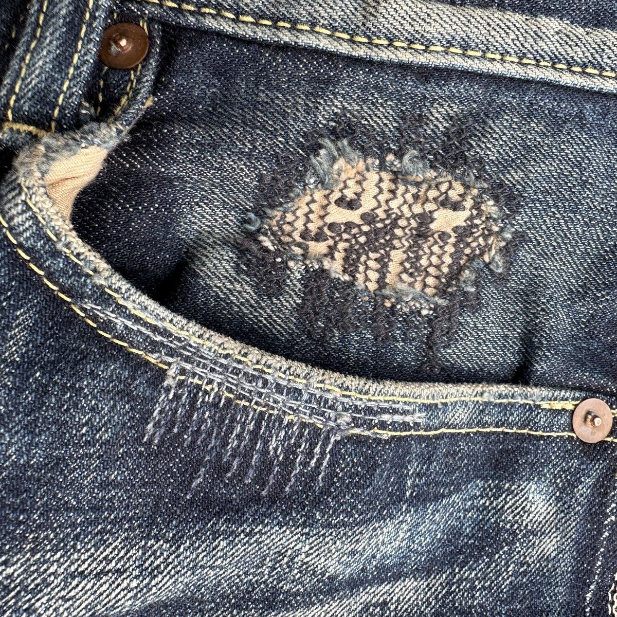 Kapital Kiro Hirata Boro Crash Jeans Denim Surf capris jort Size US 36 / EU 52 - 5 Thumbnail