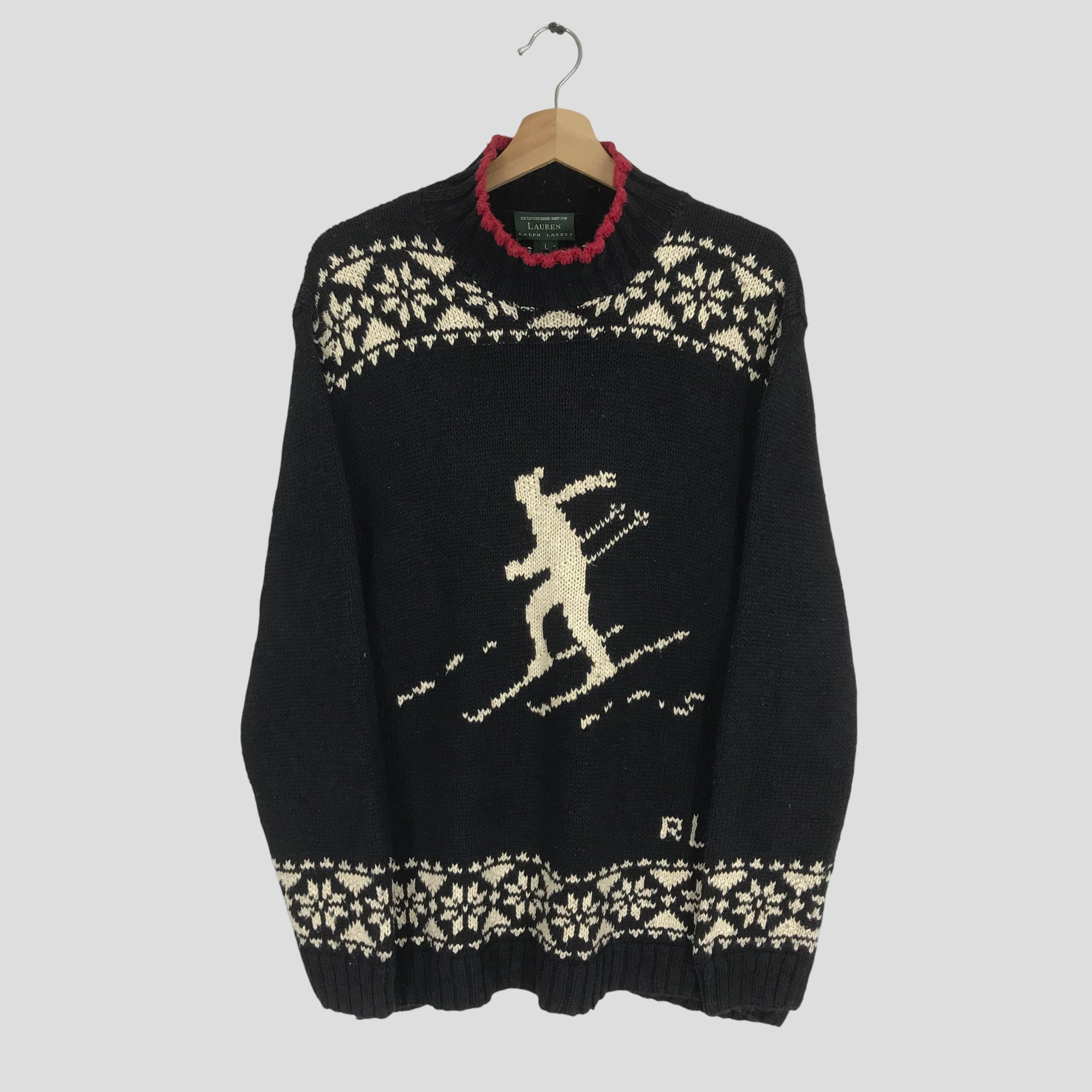 Polo Ralph Lauren Vintage Ralph Lauren Cable Knit Skiing Sweater RL Knitwear Size US L / EU 52-54 / 3 - 1 Thumbnail