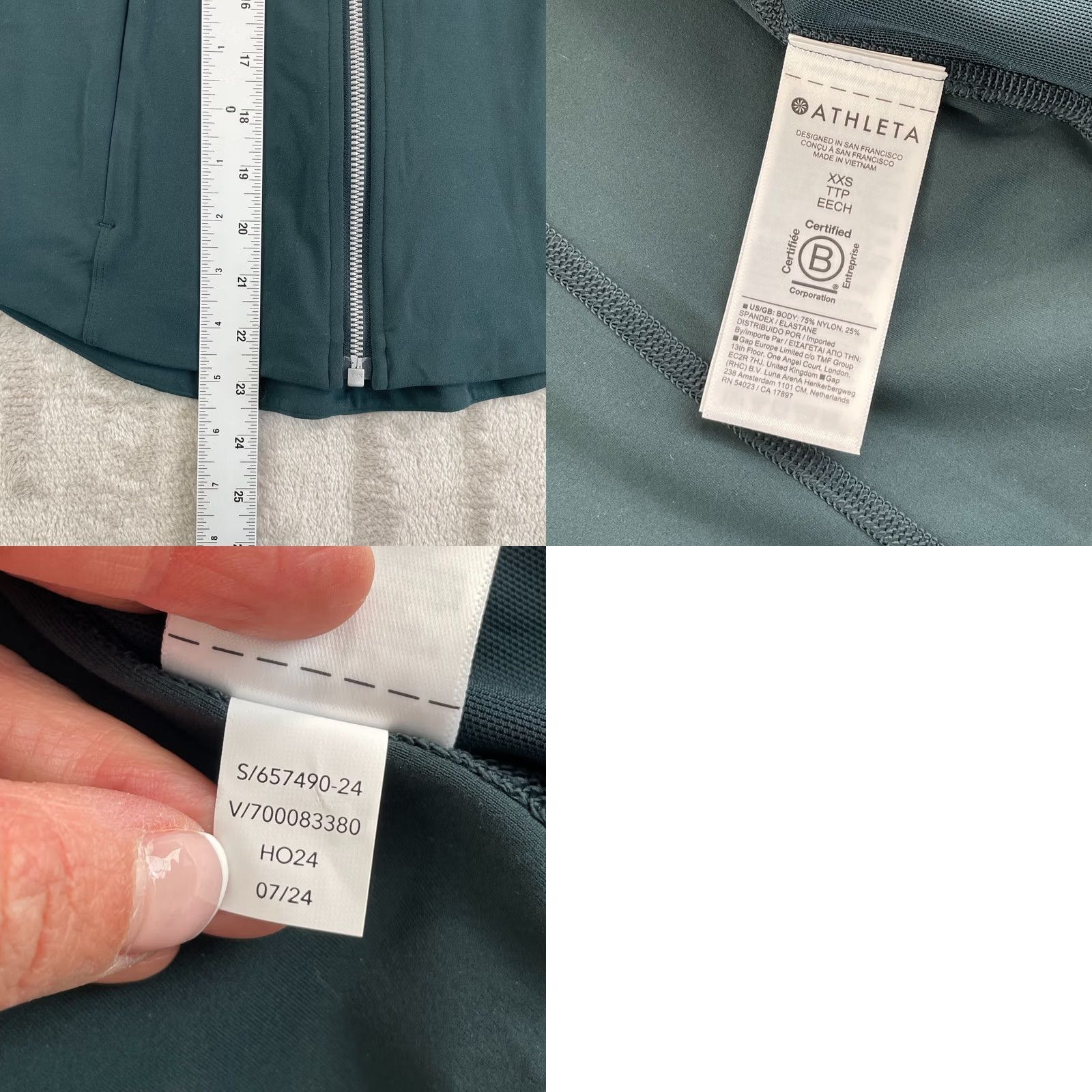 Athleta Athleta Salutation Jacket Women 2XS Green PowerVita Fabric Stretch Yoga NWT 29 Size XXS / US 00 / IT 34 - 8 Thumbnail