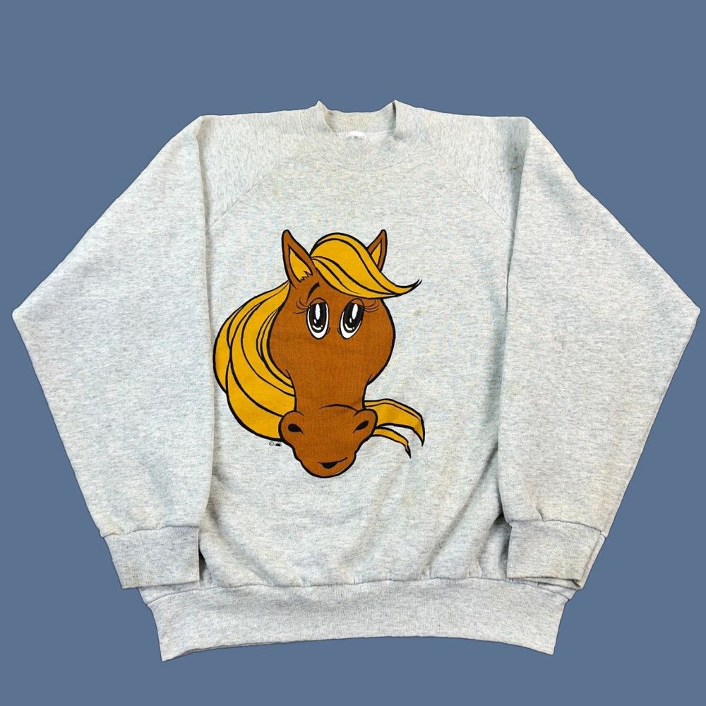 Vintage VINTAGE Horse Sweatshirt Women's XL Gray Equestrian Cartoon Graphic Pullover Size XL / US 12-14 / IT 48-50 - 1 Thumbnail
