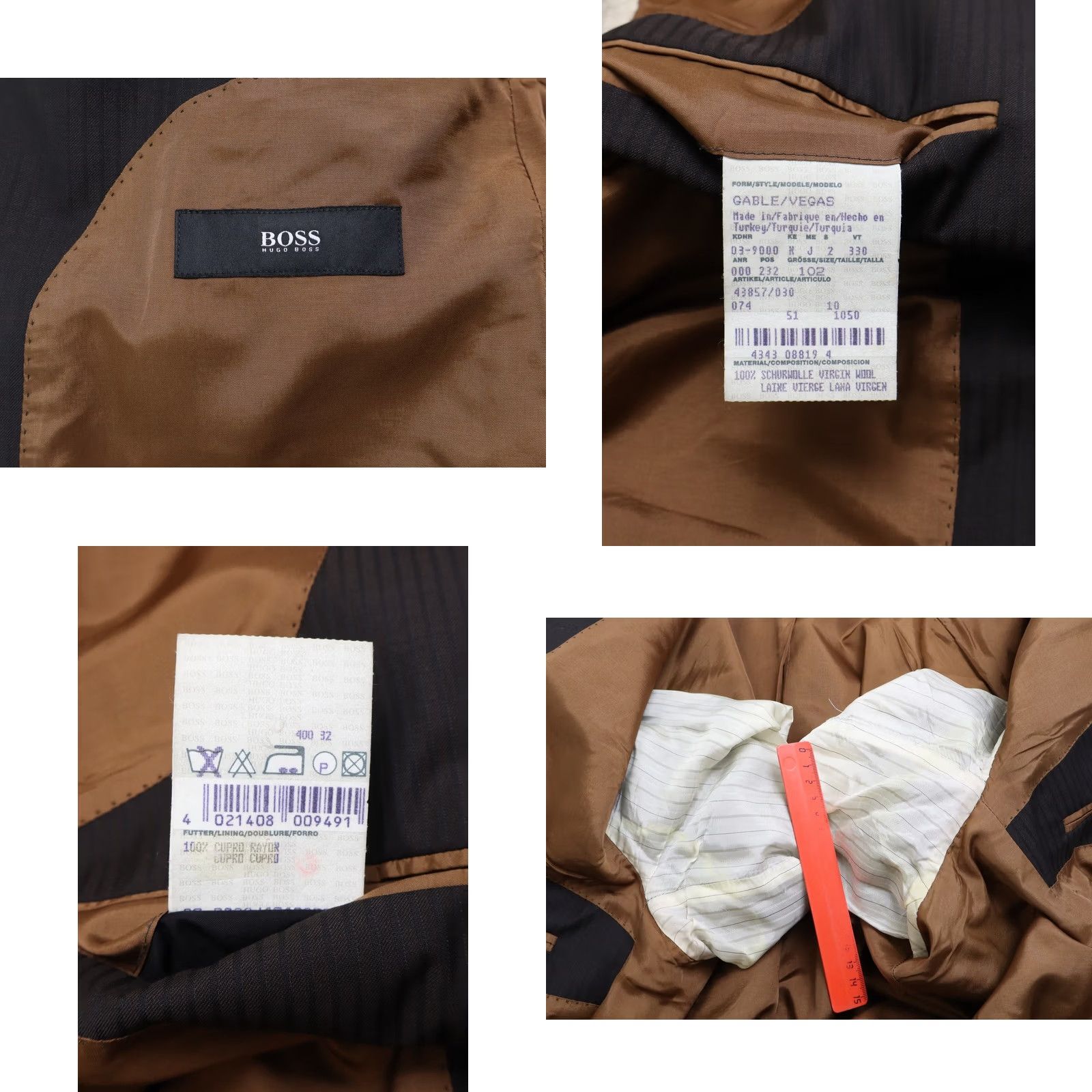 Hugo Boss HUGO BOSS Gable / Vegas Blazer Mens LARGE Pure Wool Formal Striped Blazer Size 42R - 8 Thumbnail