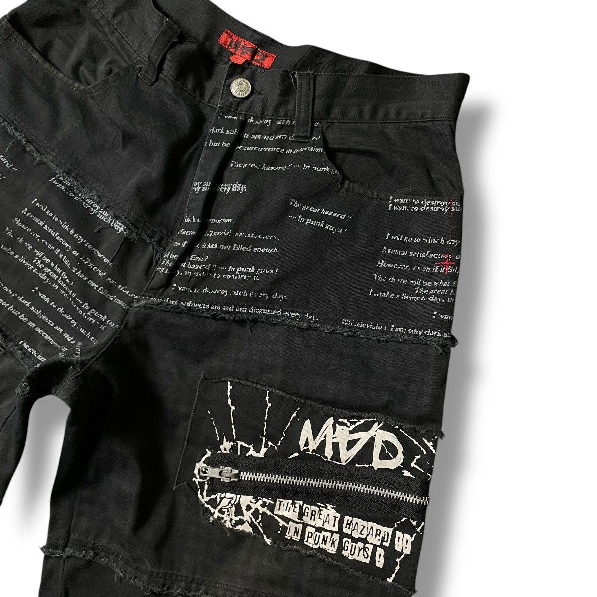 If Six Was Nine × Japanese Brand × Yasuyuki Ishii 🇯🇵☠️ MAD PUNK WORDING PATCHES SEDITIONARIES GOTHIC PANTS Size US 29 - 5 Thumbnail