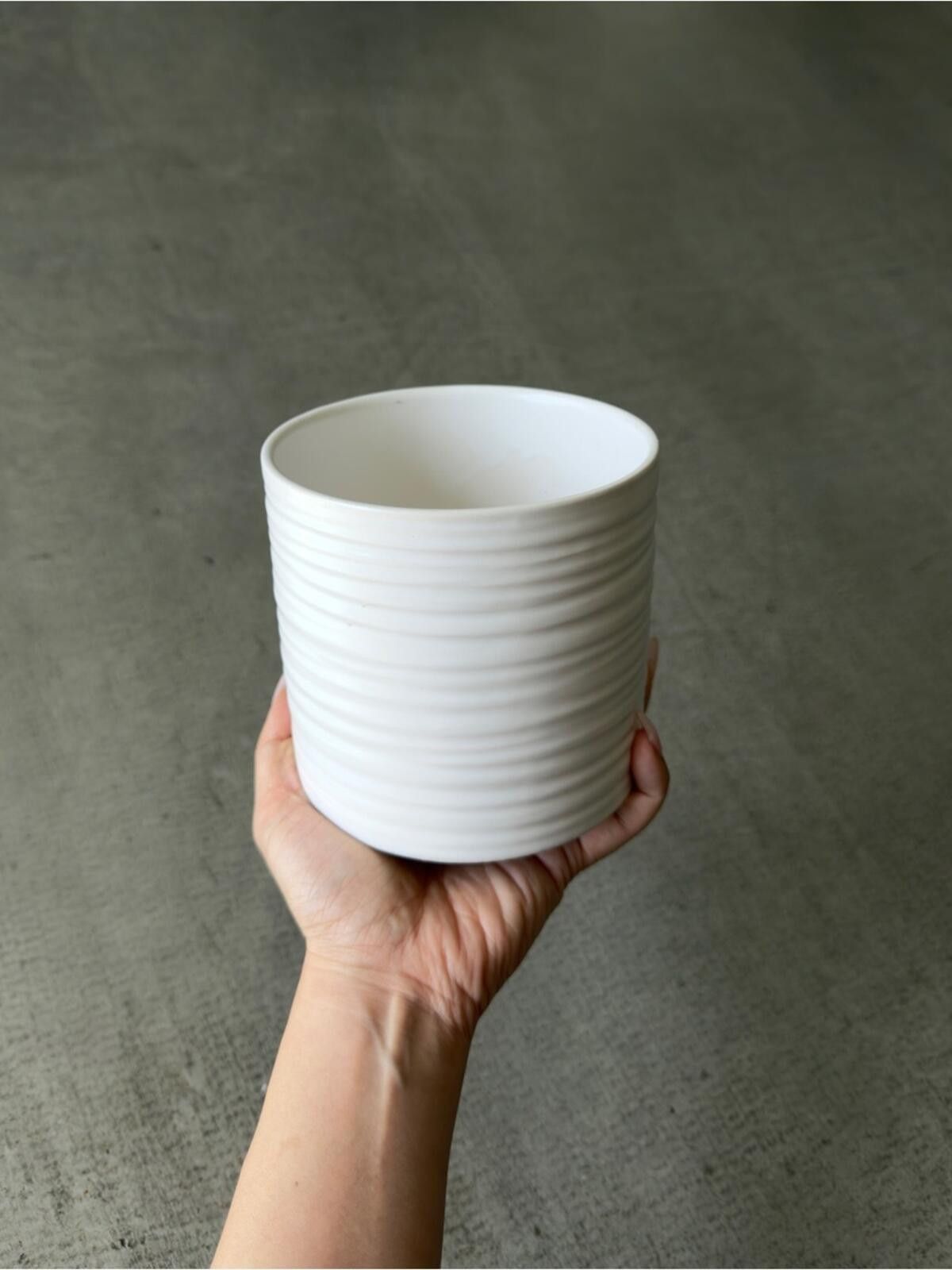 Other Ceramic Planter / Ribbed Modern Minimal / White Size ONE SIZE - 1 Thumbnail