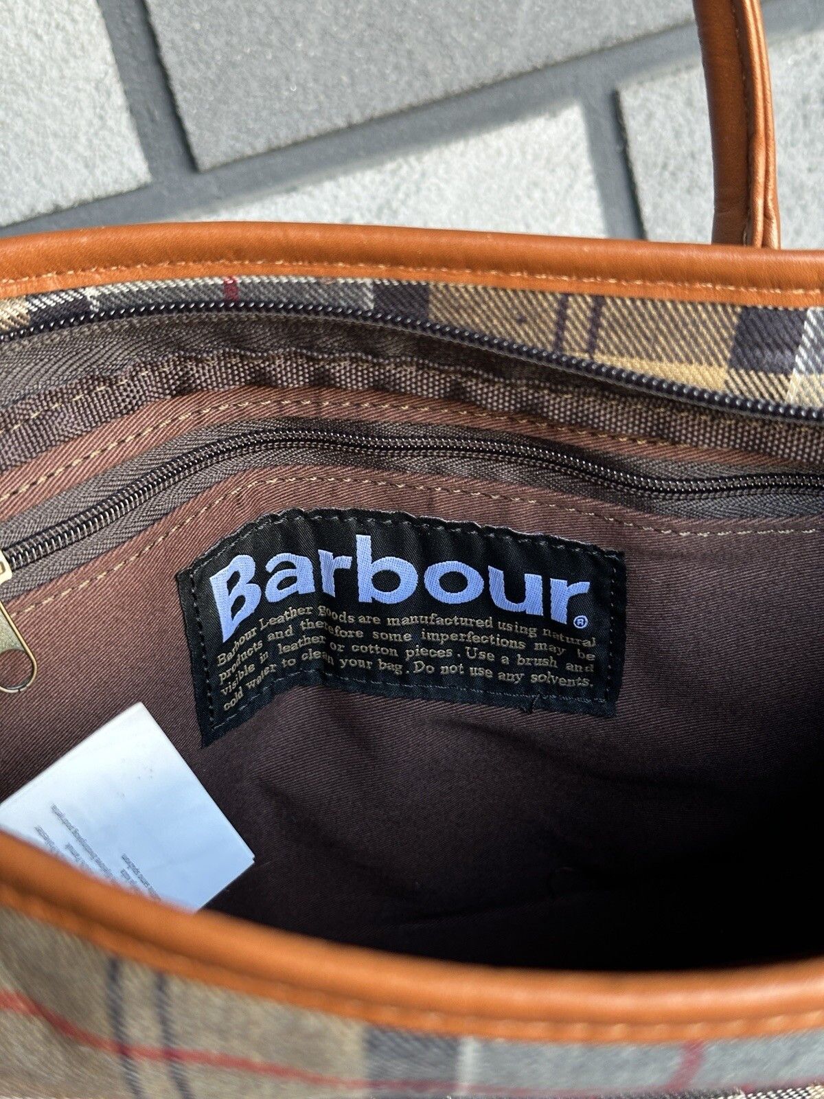 Barbour Barbour Tartan Plaid Hand Small Tote Bag Cotton Size ONE SIZE - 13 Thumbnail