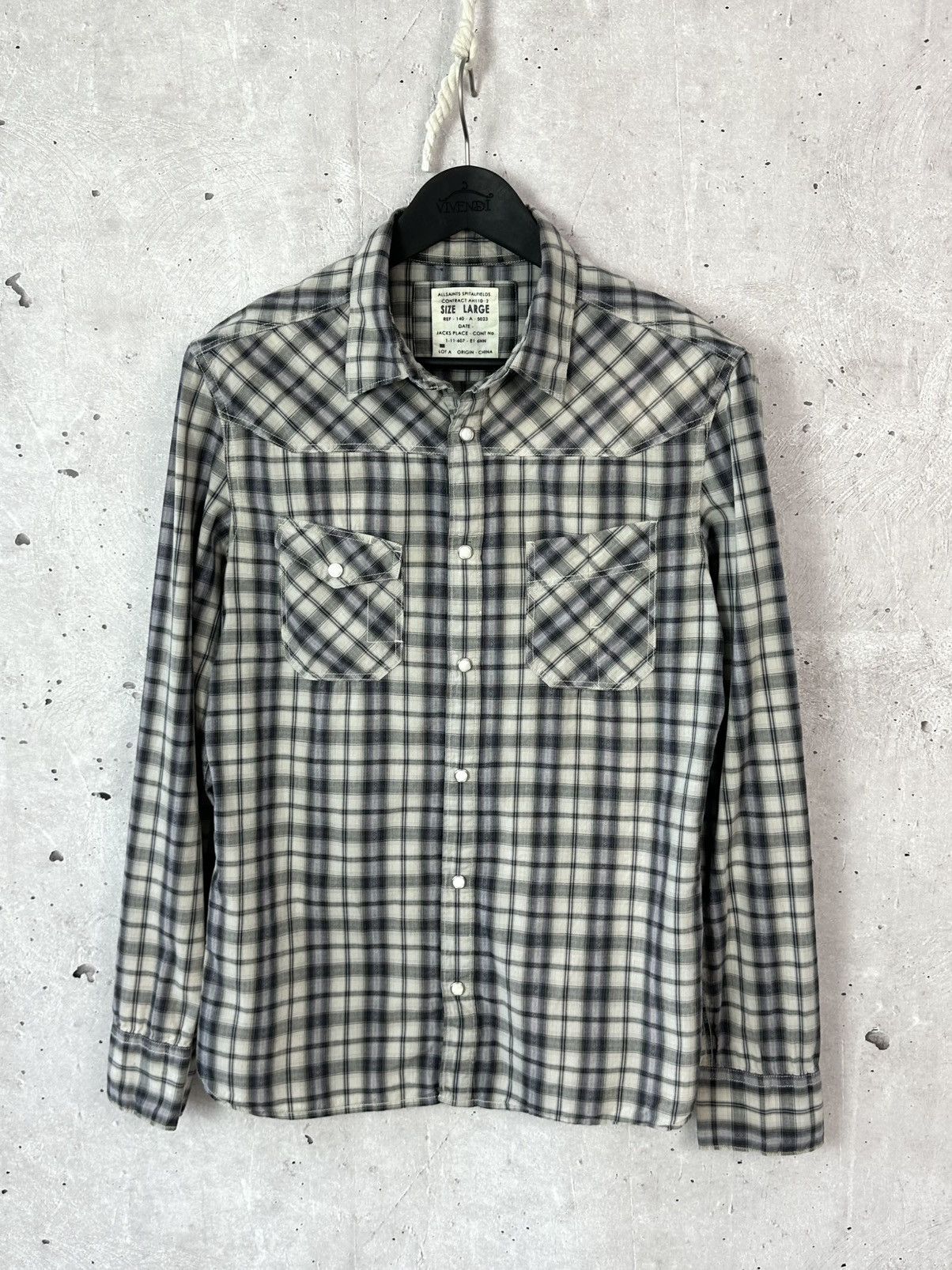 Allsaints × Vintage All Saints Parson Check Long Sleeve Cotton Men’s Shirt Size US L / EU 52-54 / 3 - 1 Thumbnail