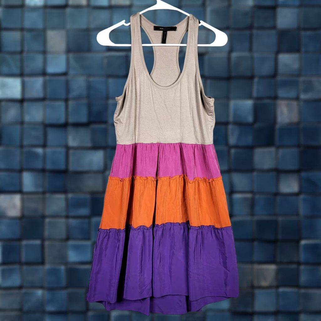 Bcbgmaxazria BCBGMAXAZZIA Women's Tank Dress Colorblock Rainbow Multicolor S Small Casual Short Sleeve Scoop Neck Size S / US 4 / IT 40 - 1 Thumbnail