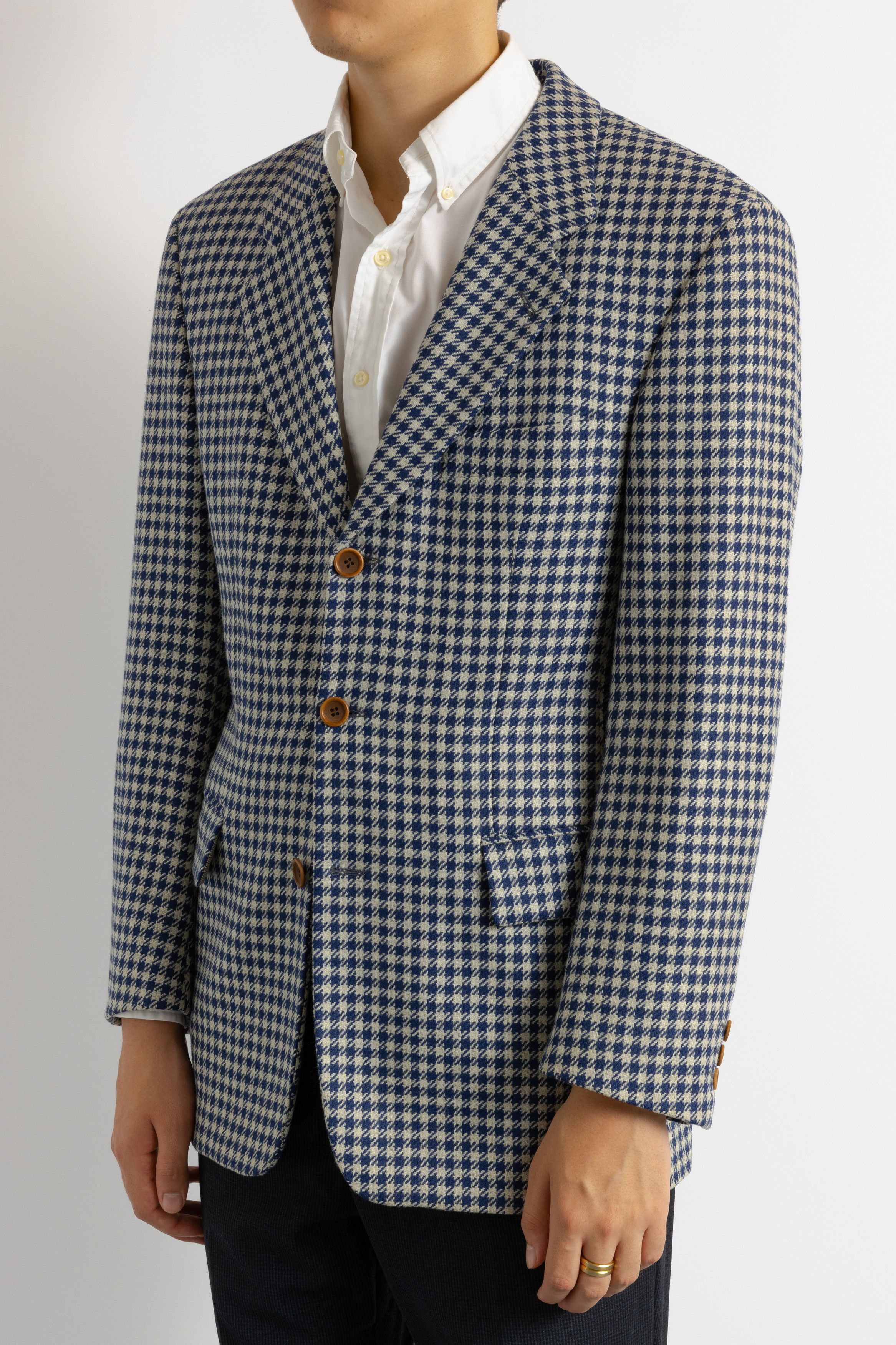Other RENE LEZARD Blue Checked Wool Blazer 8702 Size US M / EU 48-50 / 2 - 5 Thumbnail