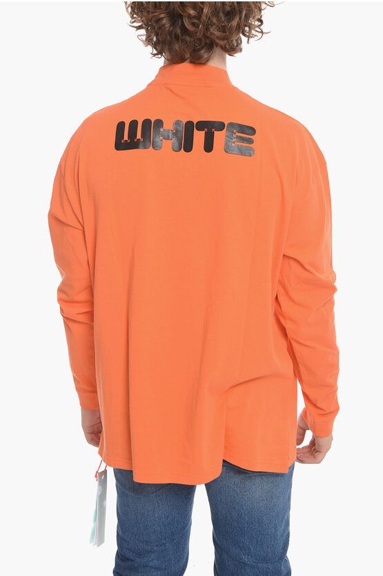 Off-White Orange Arrows Font Oversized Long Sleeve Mock Neck T-Shirt Size US XXL / EU 58 / 5 - 4 Thumbnail