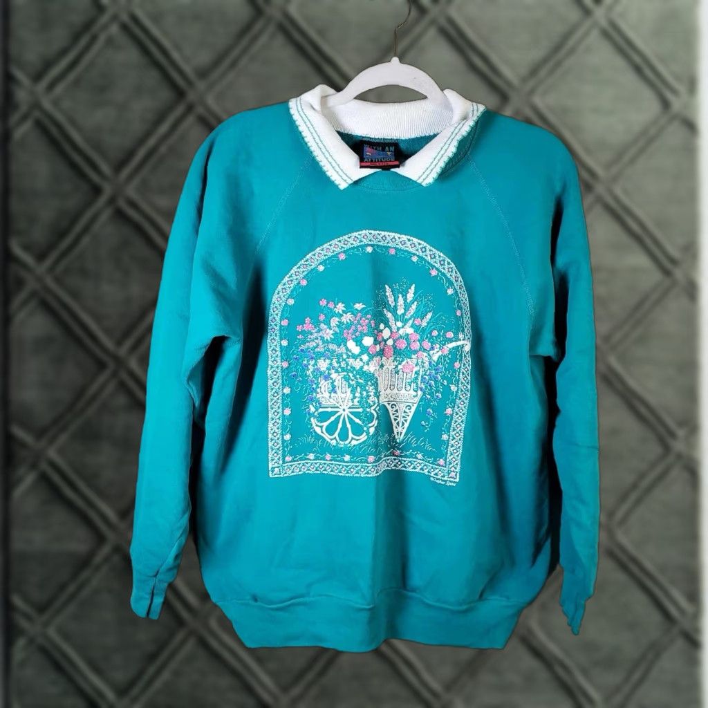 Vintage VINTAGE With An Attitude Granny Core Sweater 3D Made In USA Large L 80’s 90’s Womens Size US L / EU 52-54 / 3 - 1 Thumbnail