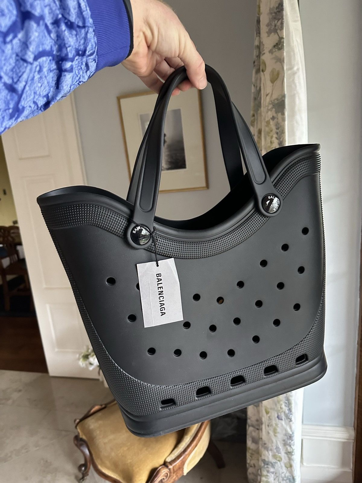 image of $1250 Fw22 Balenciaga Crocs Black Tote Bag Demna, Men's