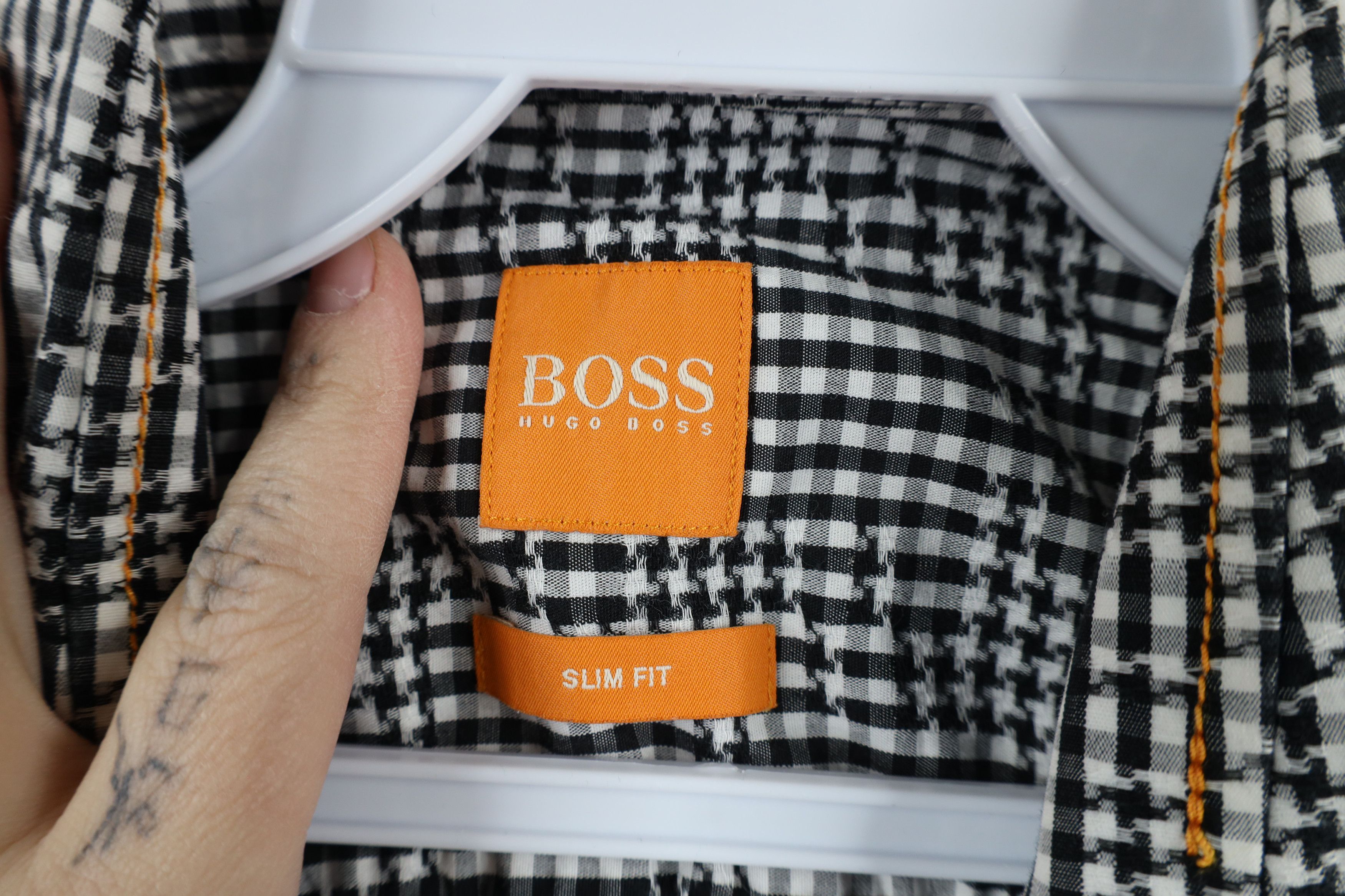 Hugo Boss × Vintage Hugo Boss Checkered Houndstooth Collared Button Shirt Cotton Size US S / EU 44-46 / 1 - 8 Thumbnail