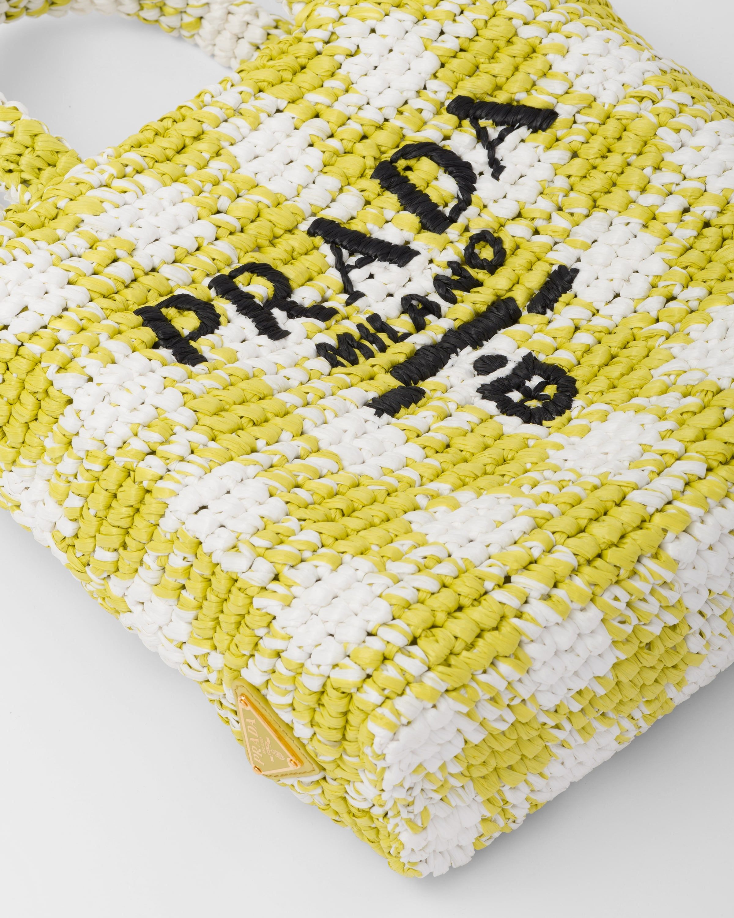 Prada o1la1rc1a0925 Size: OS / Small Crochet Tote Bag Yellow/White Size ONE SIZE - 6 Thumbnail