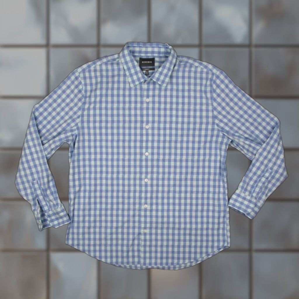 Bonobos Bonobos Shirt Mens XL Blue Check Button-Up Long Sleeve Knit Casual Work Size US XL / EU 56 / 4 - 1 Thumbnail