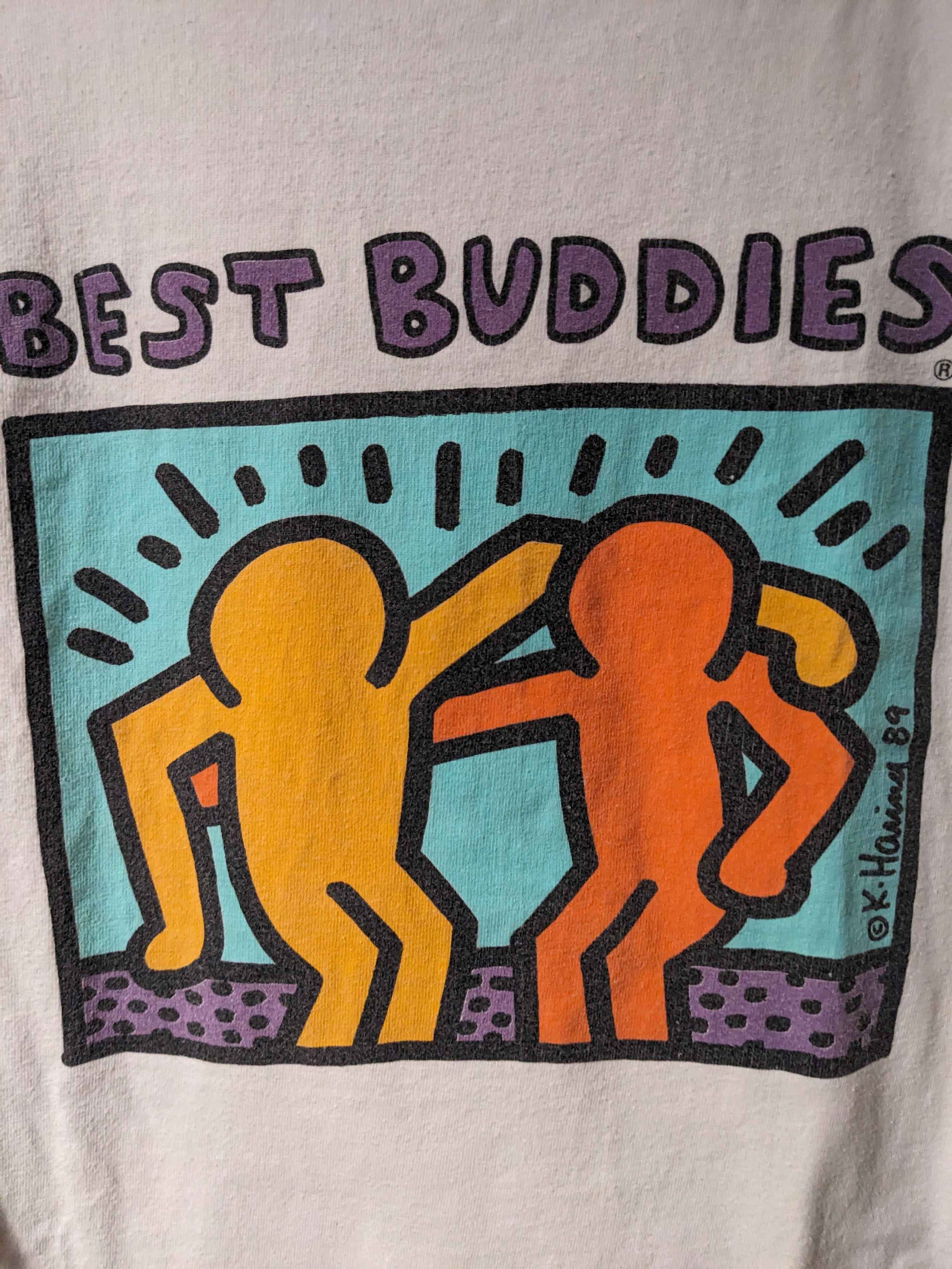 Keith Haring × Vintage Vintage 1989 Keith Haring Best Buddies ORIGINAL XL T-Shirt Size US XL / EU 56 / 4 - 2 Thumbnail