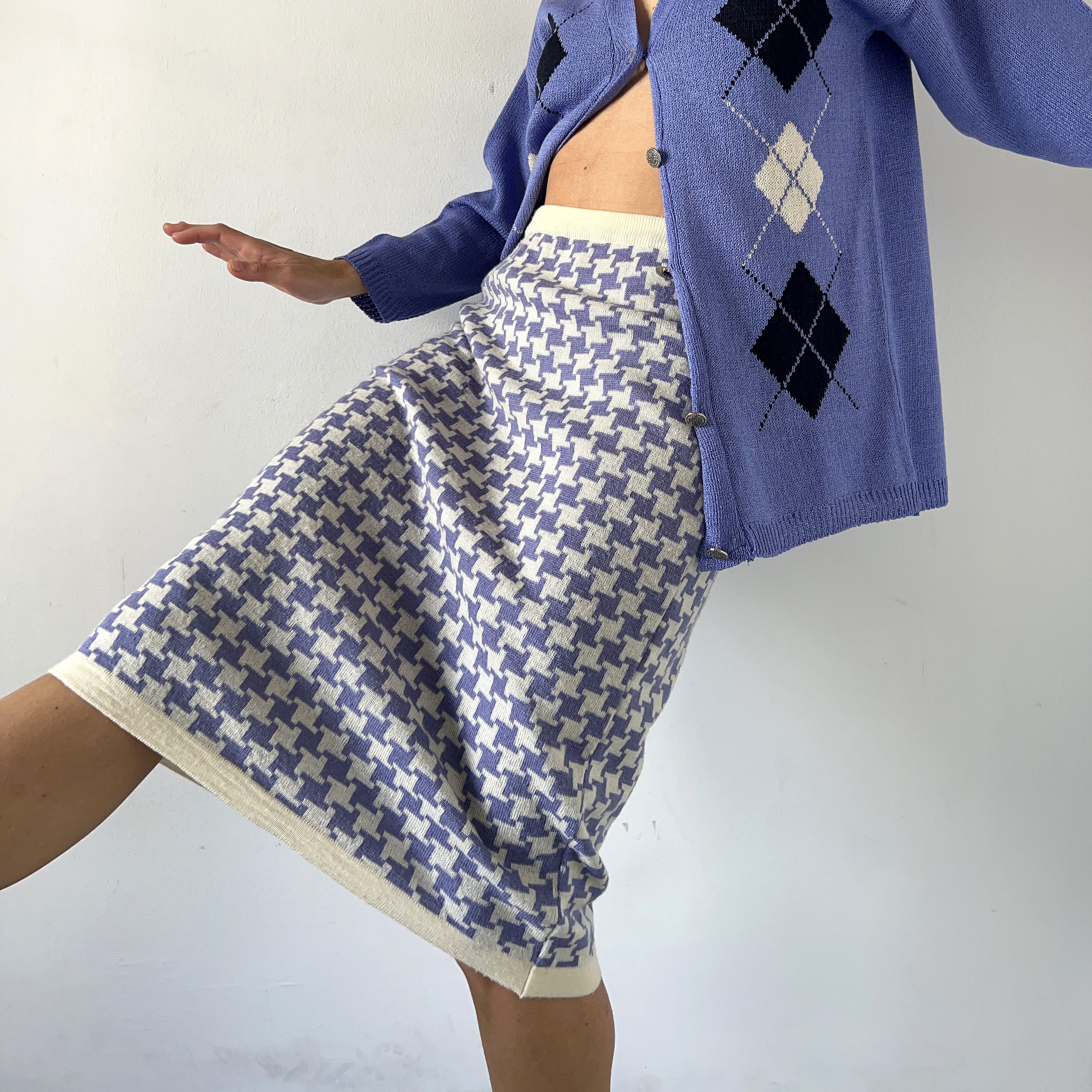 Evan Picone Vintage 90s houndstooth knitted skirt Size 30" / US 8 / IT 44 - 3 Thumbnail
