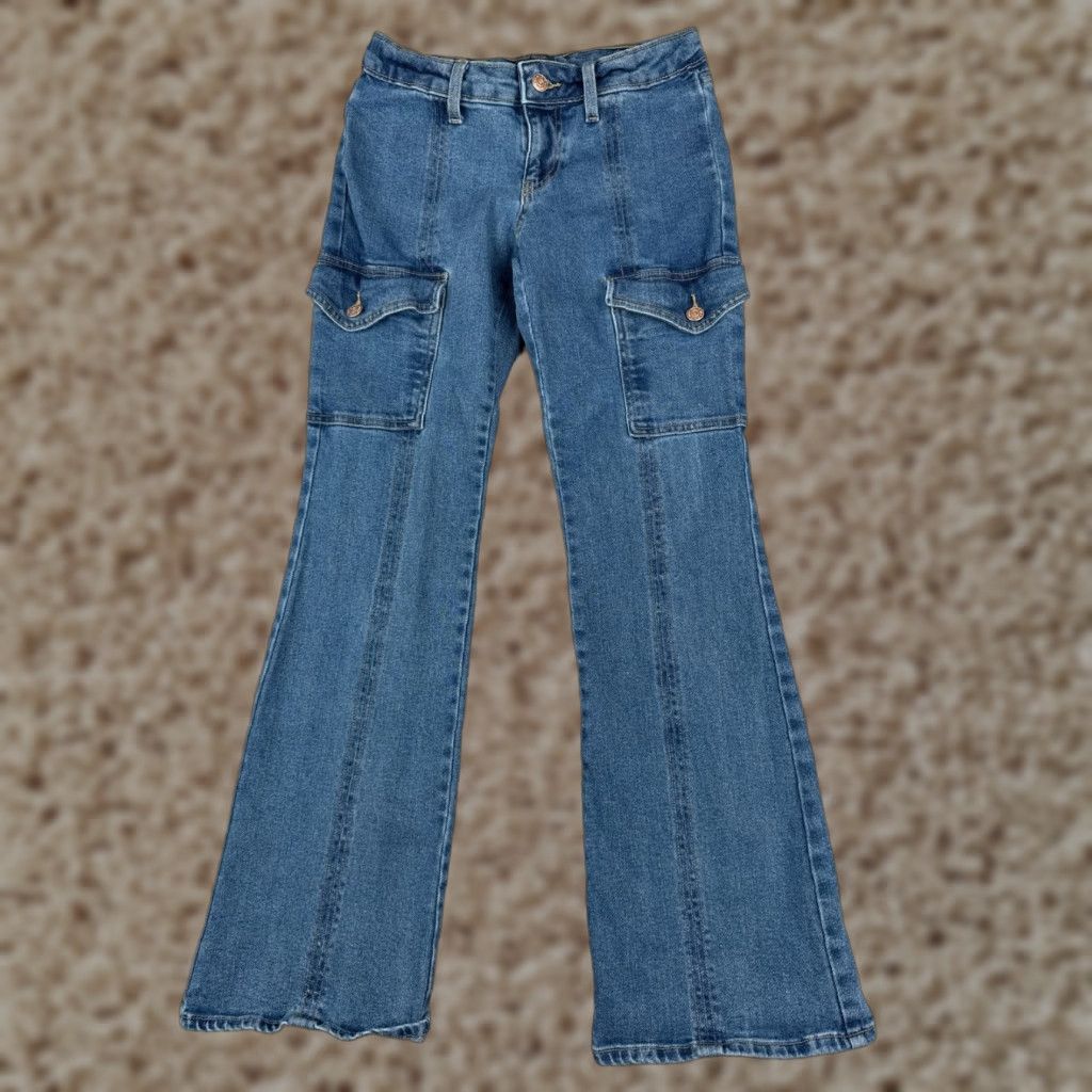 Vintage VINTAGE Wild Fable Women's Jeans Flared Low Rise Cotton Blend 26x29 Blue Denim 90s Girls Size 28" / US 6 / IT 42 - 1 Thumbnail