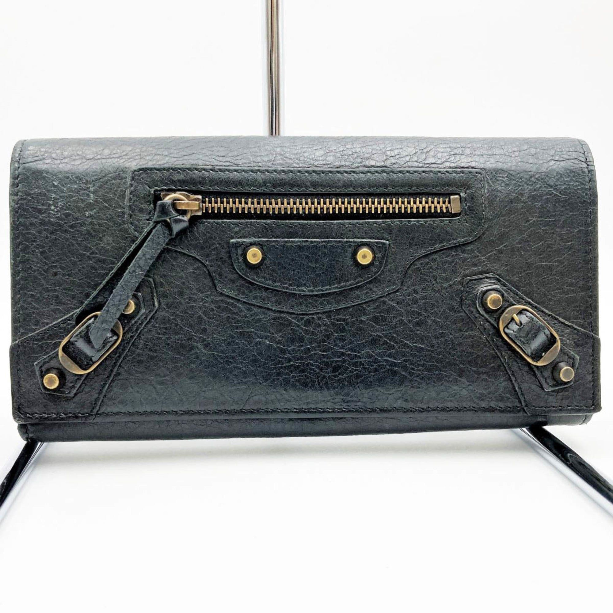 image of Balenciaga Classic Continental Long Wallet Black Leather Women Men Unisex 253038