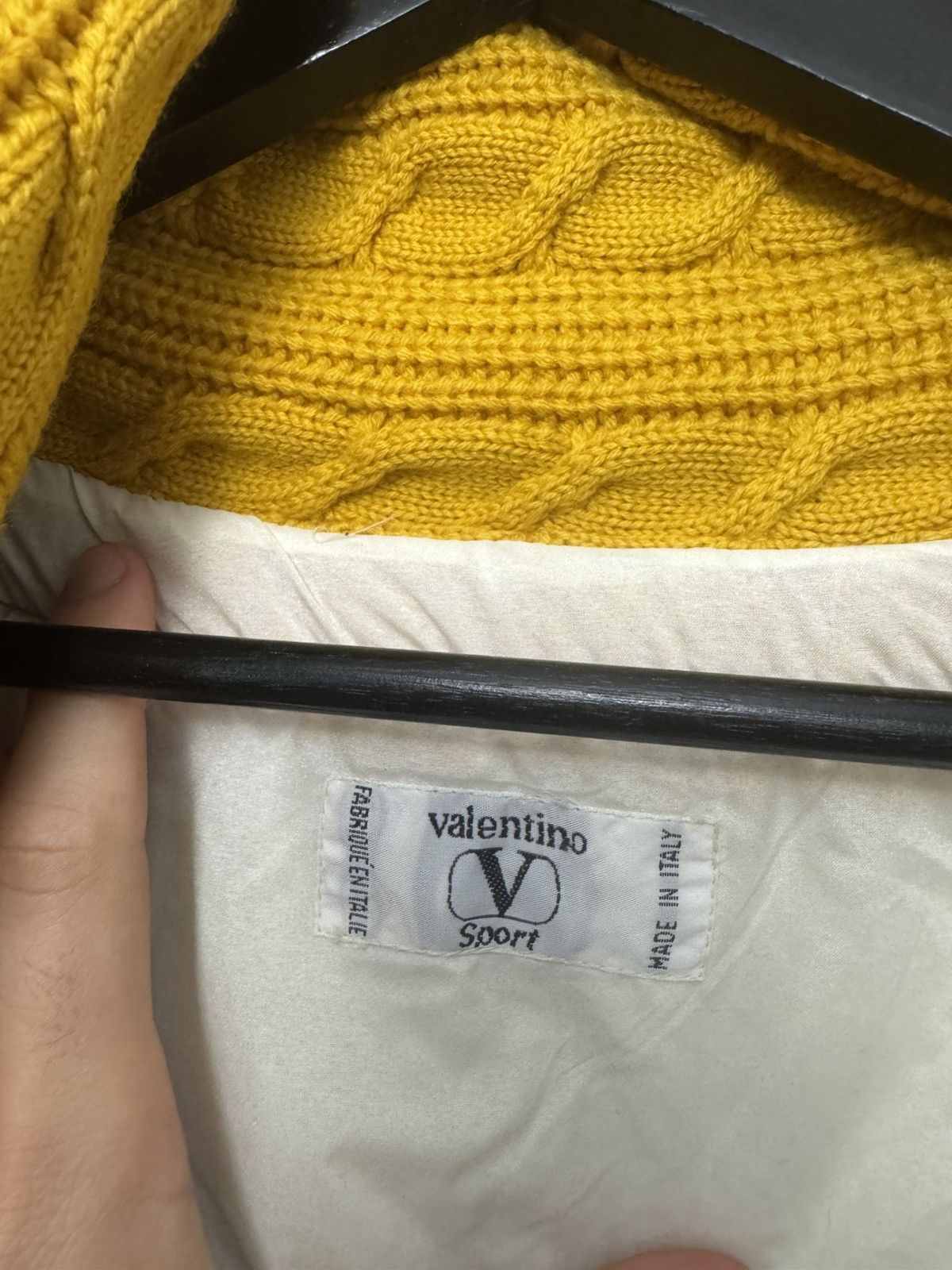 Valentino Vintage 90s Valentino Sport Knitted Jacket Yellow Designer Size S / US 4 / IT 40 - 7 Thumbnail