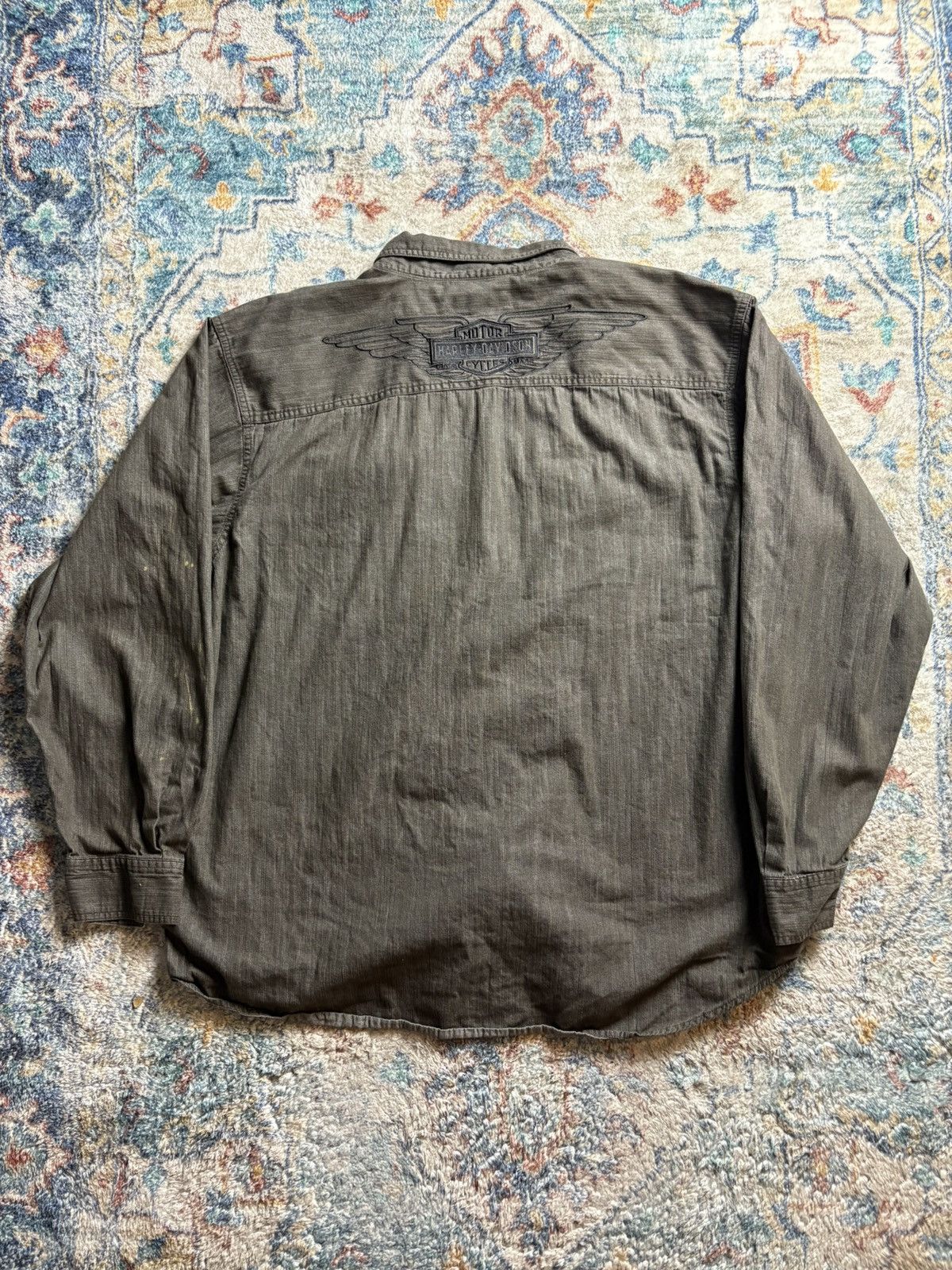 Harley Davidson Vintage Harley Davidson Spellout Logo Button-up Shirt Size US XL / EU 56 / 4 - 2 Thumbnail