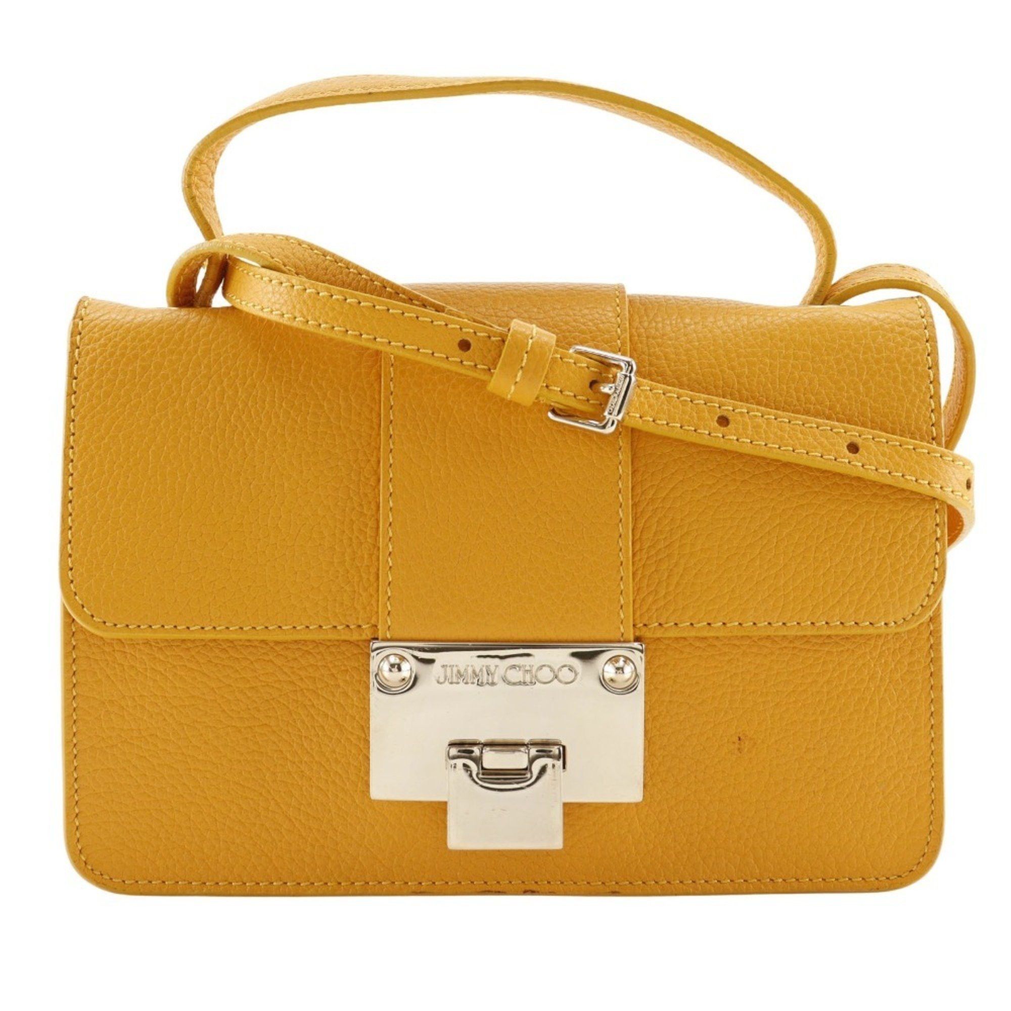 JIMMY CHOO Mini Shoulder Handbag Calf Yellow 2way Flap Women's