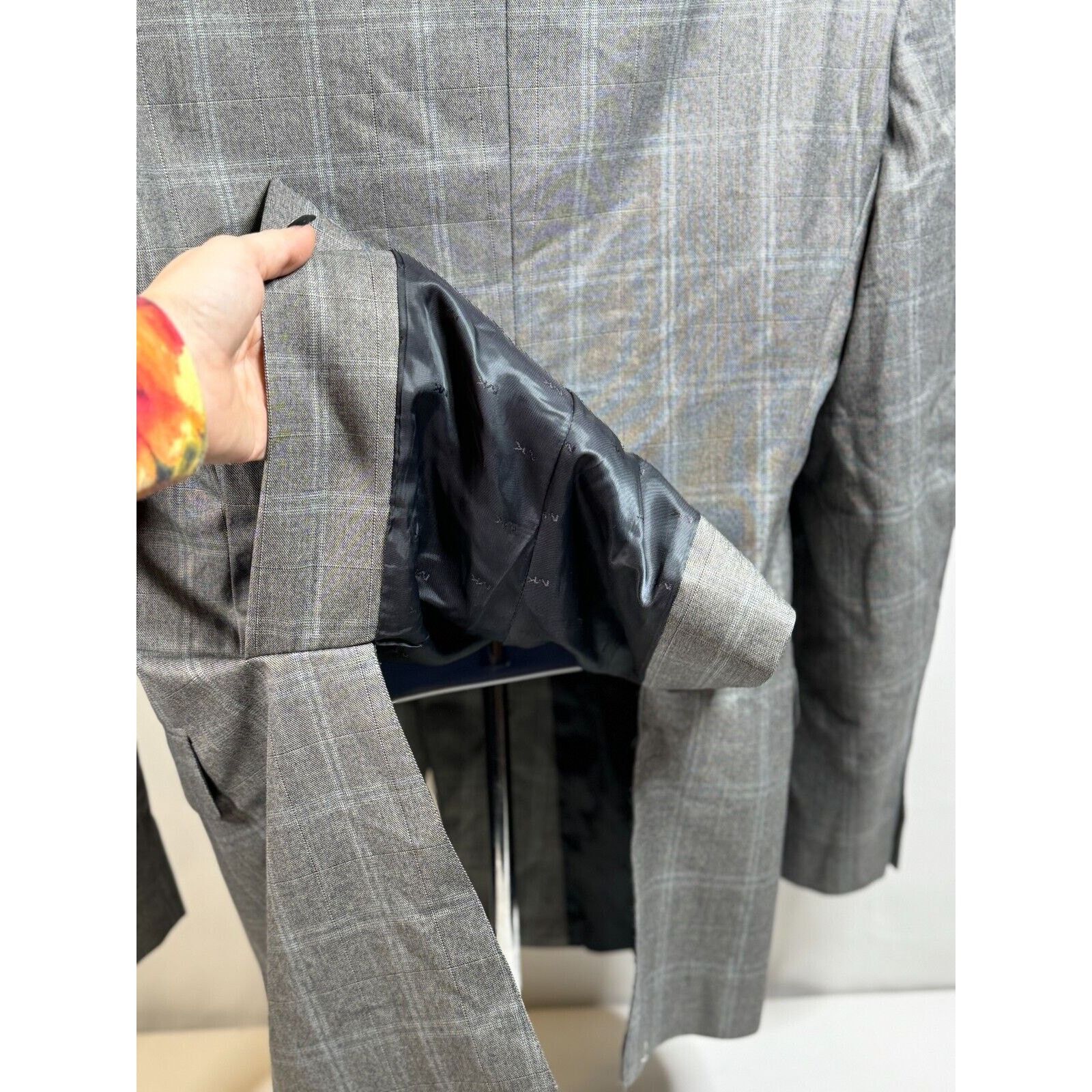 Michael Kors Michael Kors Light Gray Windowpane Blazer Sport Coat 44L Size 44L - 8 Thumbnail