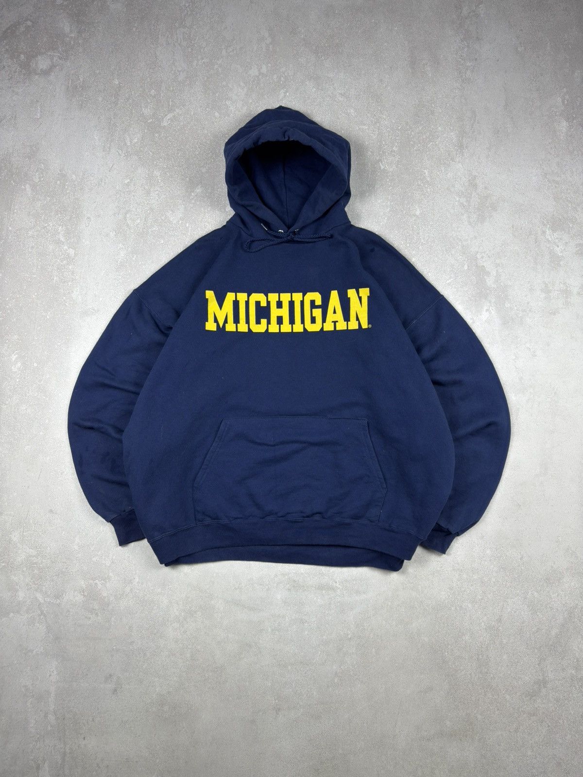 Hanes Vintage 90s Hanes Michigan College Boxy Fit Hoodie USA Y2K Size US XL / EU 56 / 4 - 1 Thumbnail