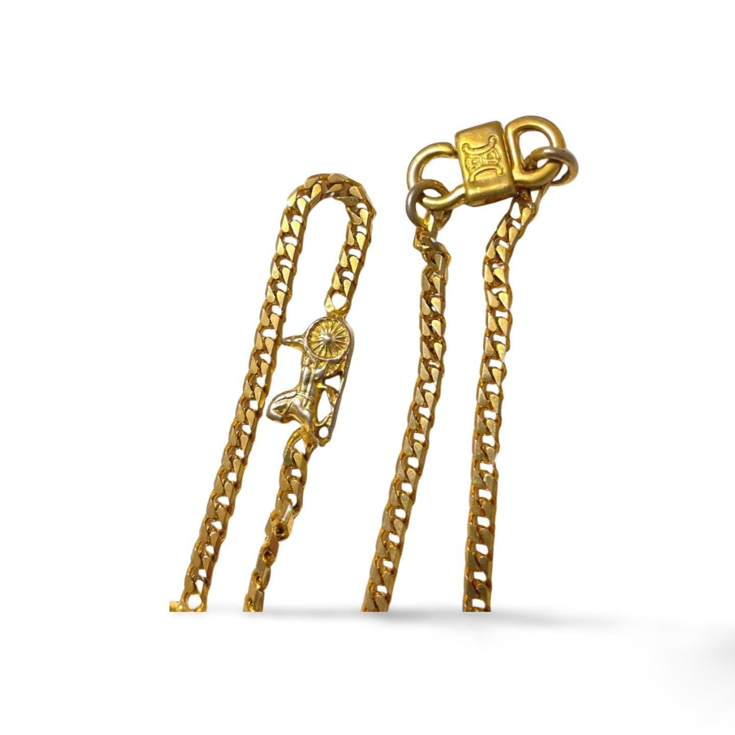 Celine Vintage Celine golden chain necklace with carriage charms. Size ONE SIZE - 8 Thumbnail