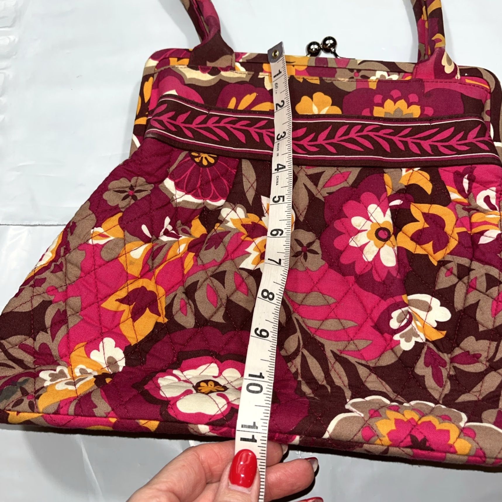 Vera Bradley Vera Bradley Alice Carnaby PURSE Shoulder Bag Womens Floral Quilted Cotton Pink Tan Orange Medium Size ONE SIZE - 7 Thumbnail