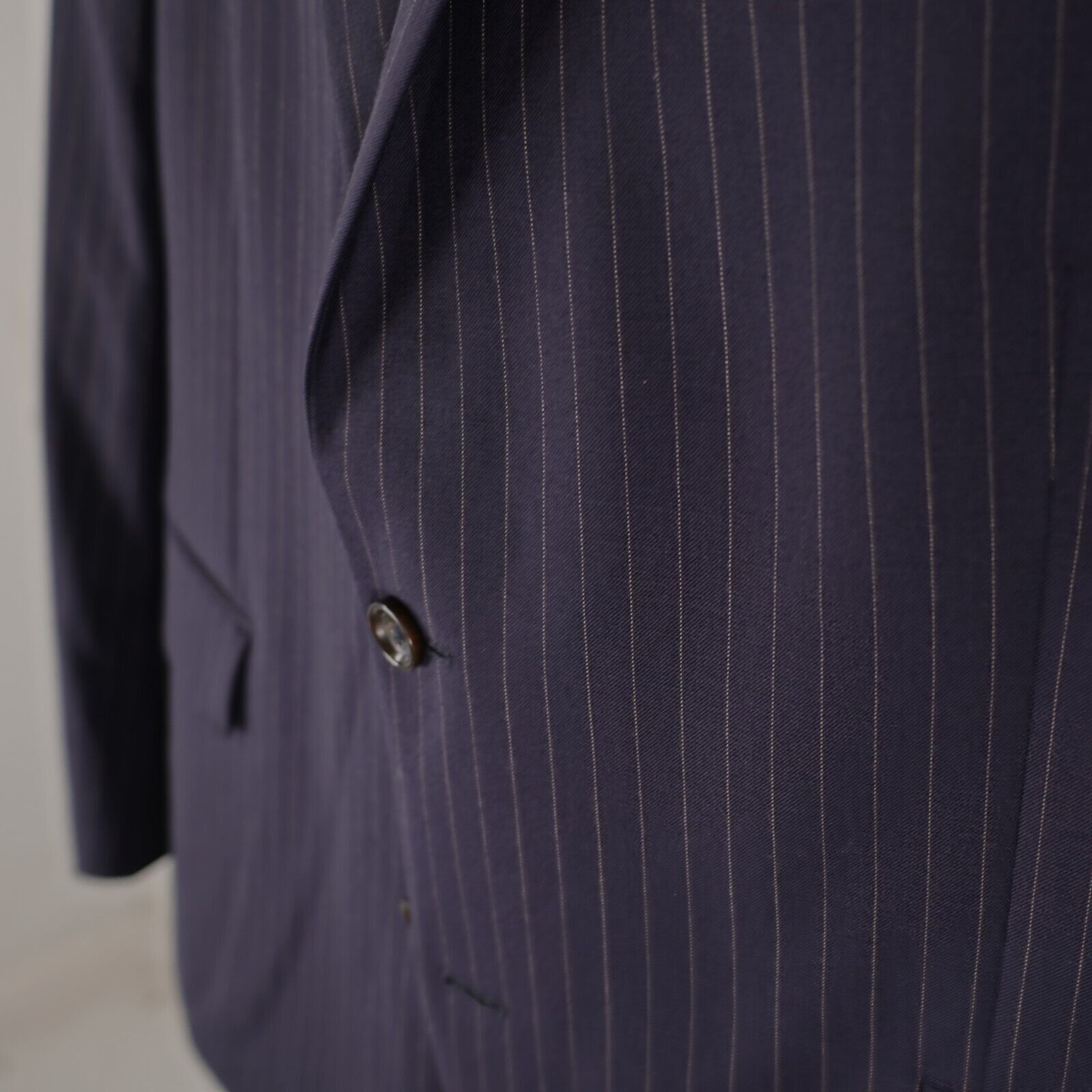 Stafford Stafford Super 100s Wool Blue Striped 2 Piece Suit 44R 37/33 Size 44R - 7 Thumbnail