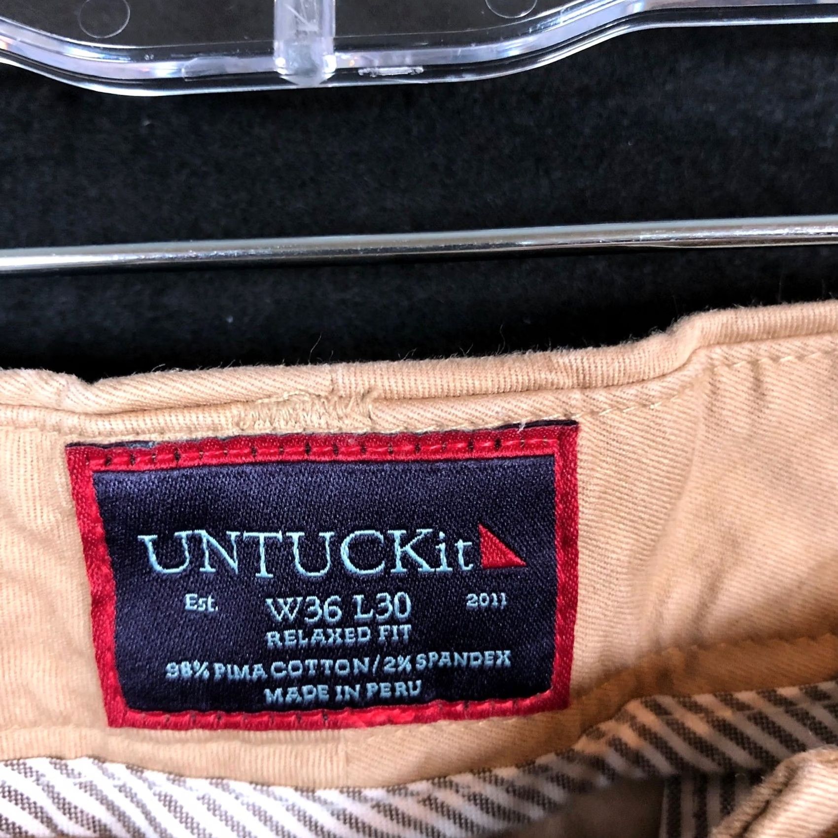 UNTUCKit UNTUCKit Mens Pants Tan Relaxed Fit Pima Cotton Blend Stretch 36x30 Chino Regular Inseam 29 Straight Front Pocket Slashes Casual Workwear Mens Size US 36 / EU 52 - 4 Thumbnail