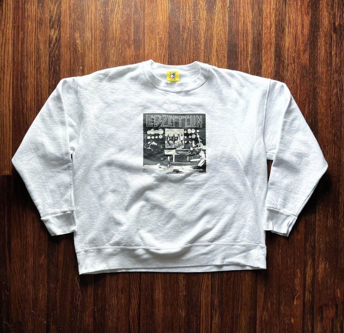 image of Vintage Led Zeppelin Crewneck Sweatshirt, Made In Usa in White, Men's (Size XL)