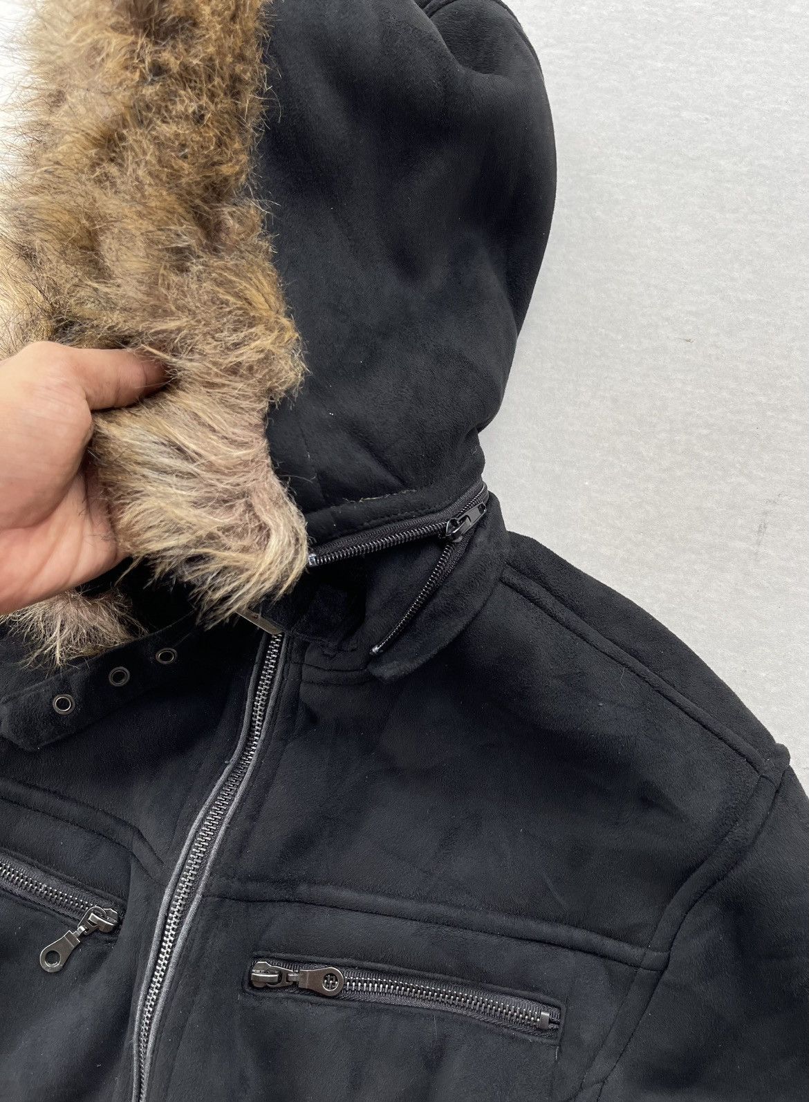 If Six Was Nine × Japanese Brand × Yasuyuki Ishii 🔥RARE🔥 THRUXTON MEN'S MOLESKIN FAUX FUR HOOD RAIDER JACKET Size US M / EU 48-50 / 2 - 13 Thumbnail