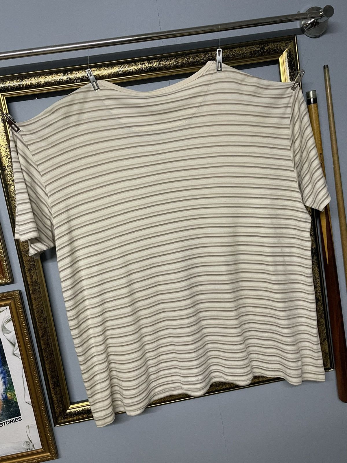 Celine Vintage Designer Celine Striped Boxy Casual Comfort Tshirt Size US L / EU 52-54 / 3 - 9 Thumbnail