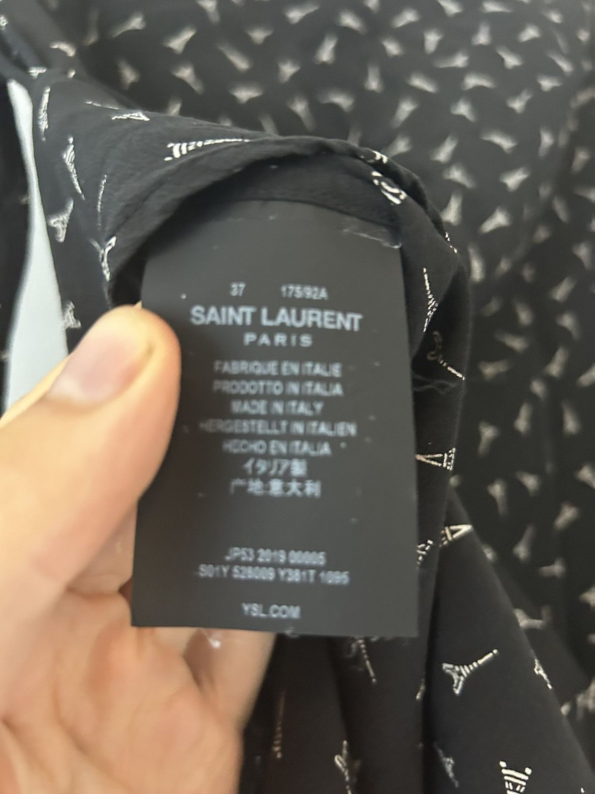 Saint Laurent Paris Eiffel Tower Print Silk Button-Up Shirt Size US S / EU 44-46 / 1 - 8 Thumbnail