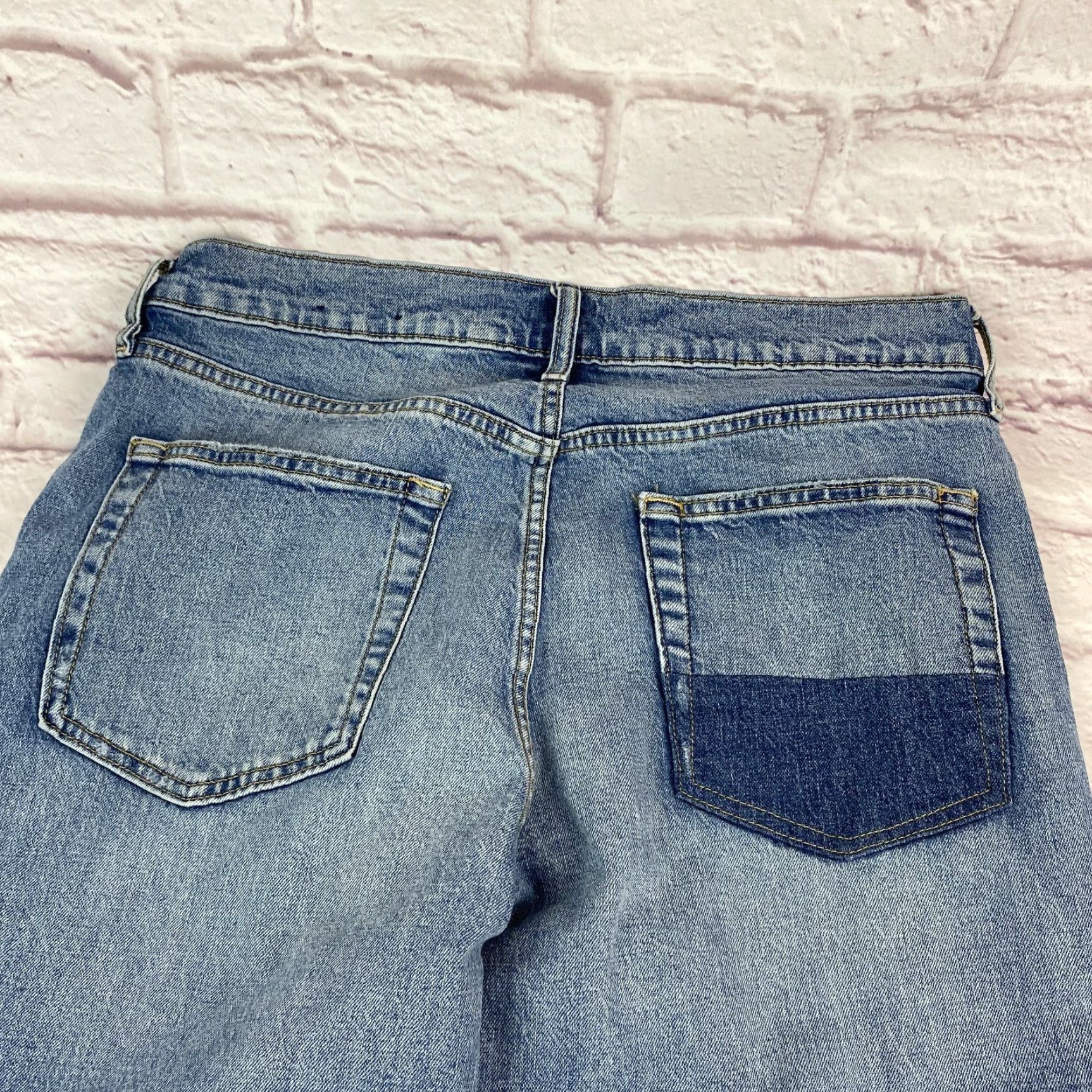 Gap GAP Jeans Womens 14 Petite Blue Patchwork Cheeky Straight Cropped Denim Pants Size 36" / US 14 / IT 50 - 6 Thumbnail