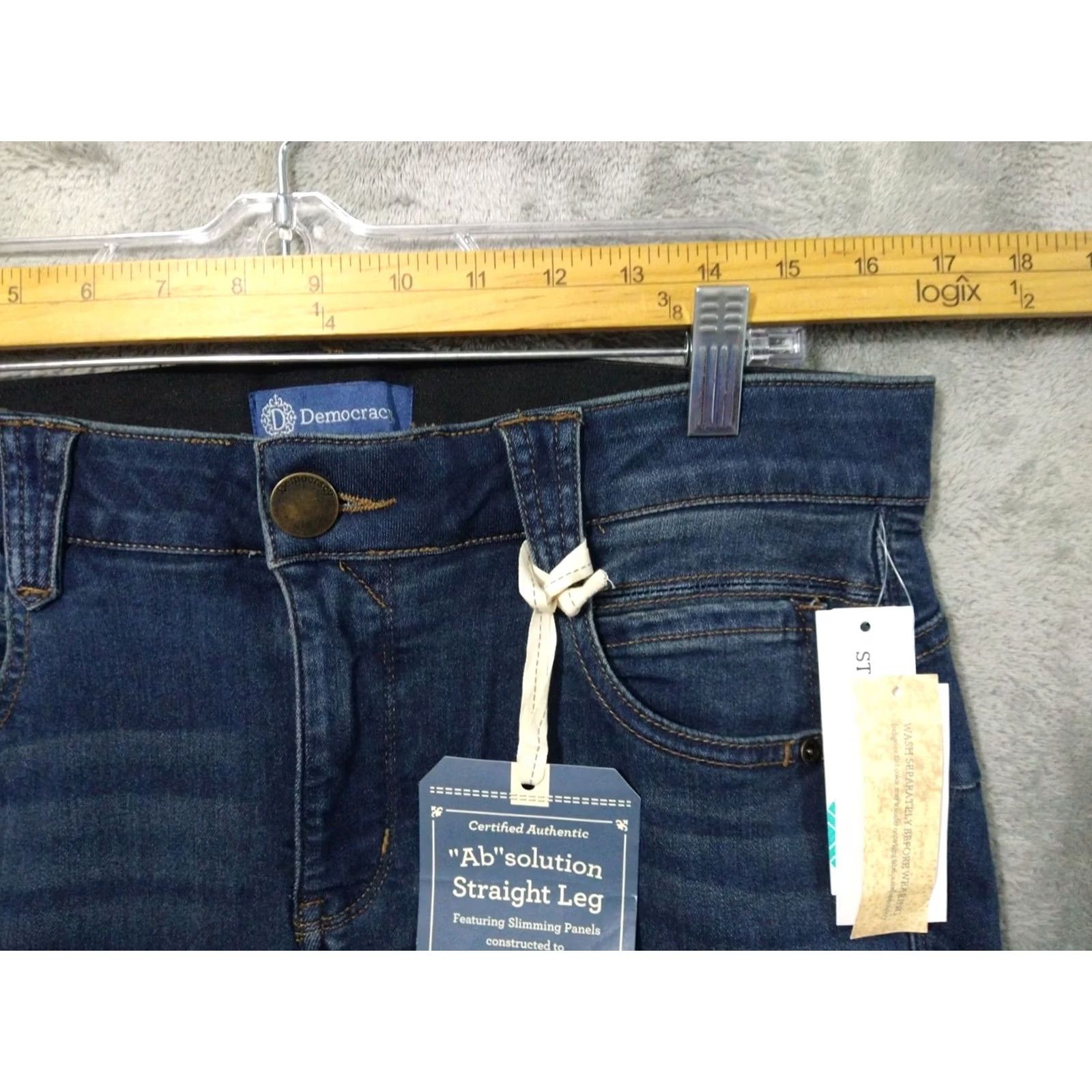 Vintage Democracy Jeans Womens 14W Plus Blue Denim Ab Solution Straight Leg Dark Wash Size 36" / US 14 / IT 50 - 3 Thumbnail