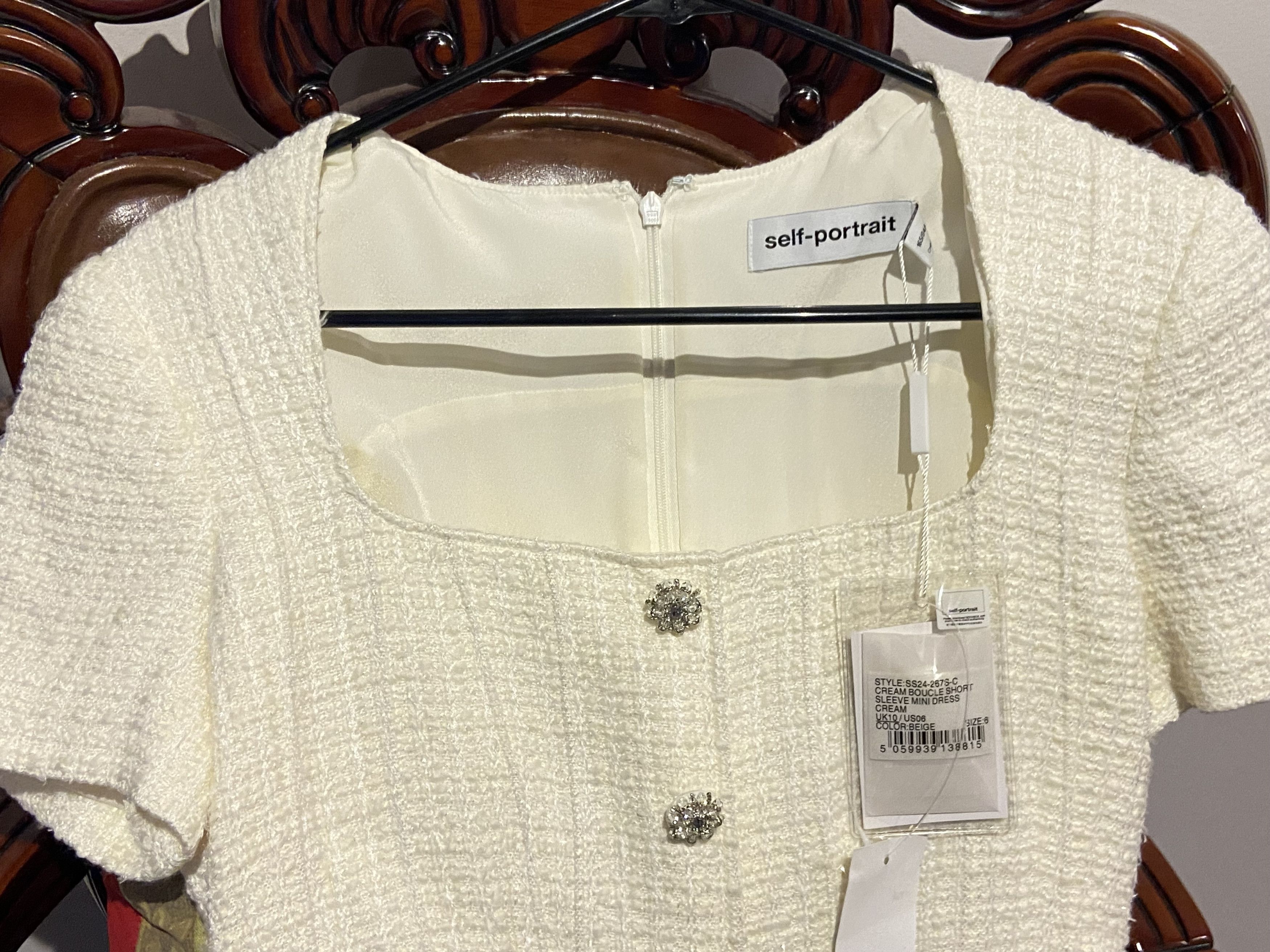Self-Portrait Self-Portrait Bridal Bouclé Minidress, Short Sleeve Size M / US 6-8 / IT 42-44 - 13 Thumbnail