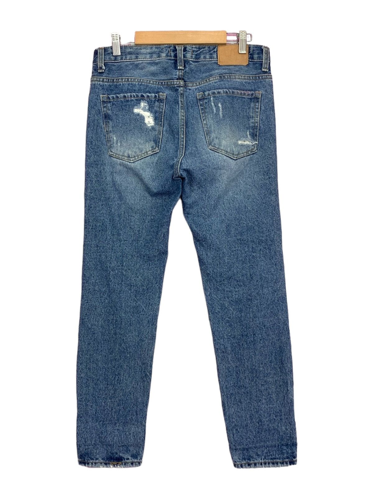 Japanese Brand Nikisix Y2k Style Slim Distressed Denim Pants (AD28) Size 29" - 2 Thumbnail