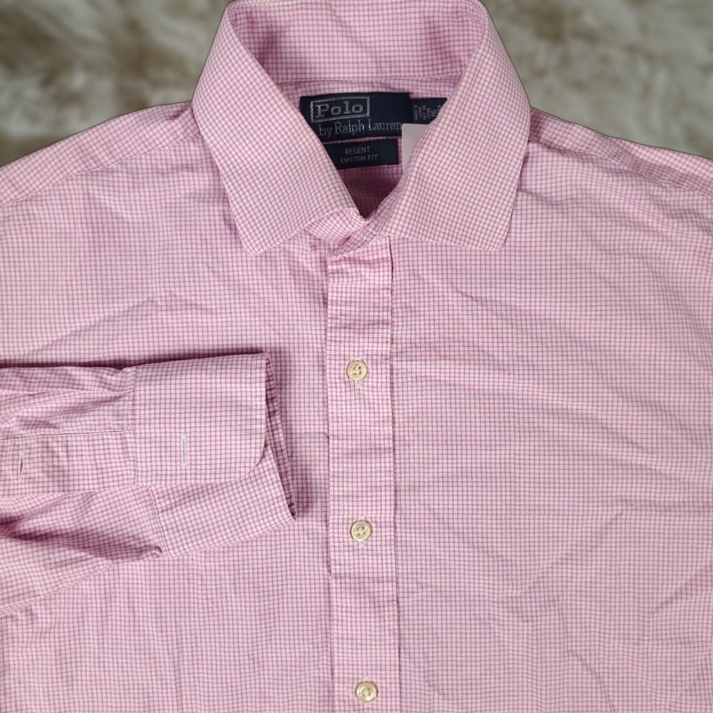 Ralph Lauren Ralph Lauren Dress Shirt Mens Size 16 Purple Check Long Sleeve Button-Up Regular Fit Size 42R - 1 Thumbnail