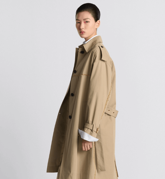 Dior o1w1db11225 451M53 Embroidered Trench Coat in Beige/Gold Size XS / US 0-2 / IT 36-38 - 6 Thumbnail