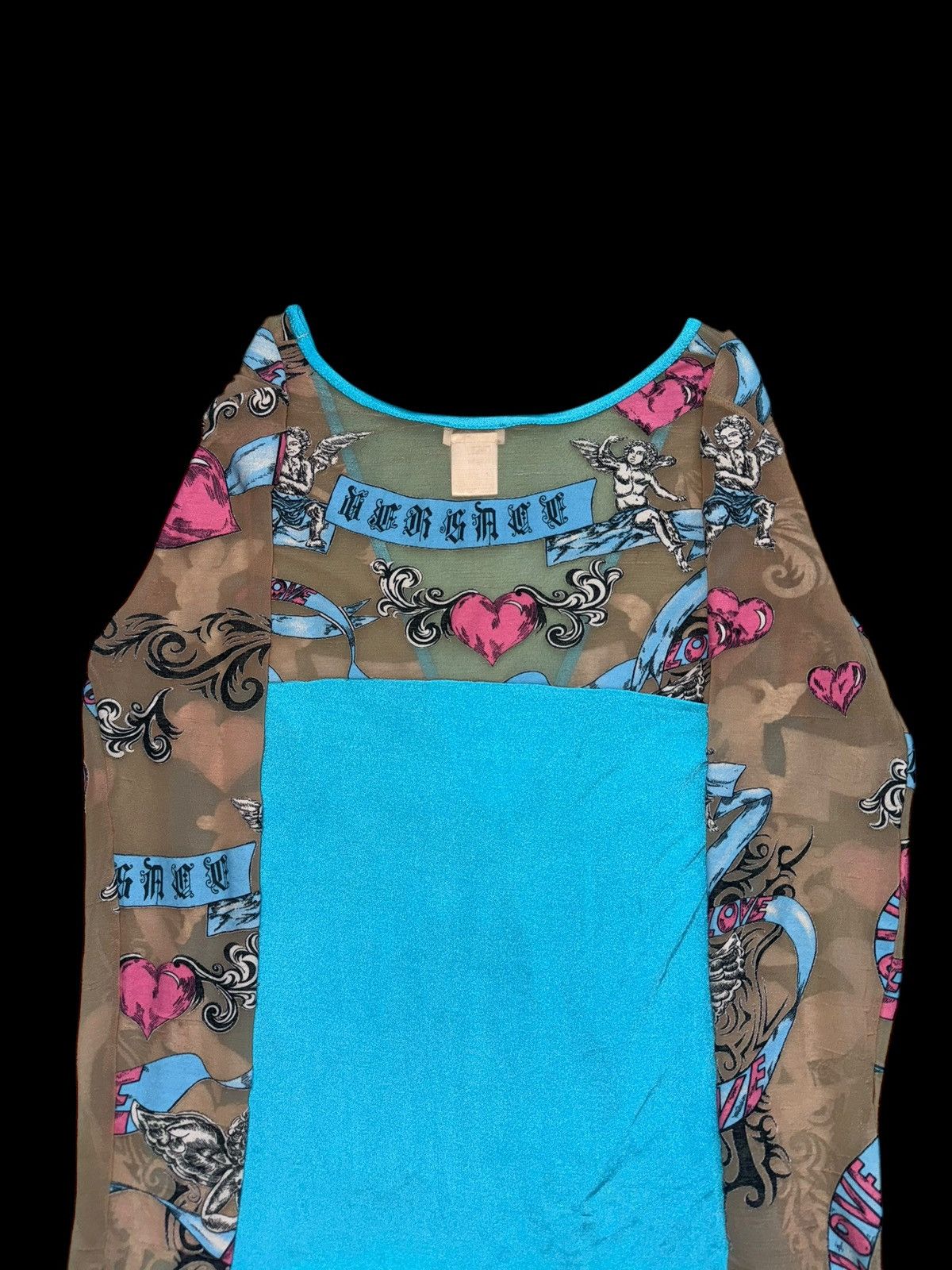 Versace Vintage Versace Sheer Mesh Top Blouse Tattoo Angels Print Size M / US 6-8 / IT 42-44 - 9 Thumbnail