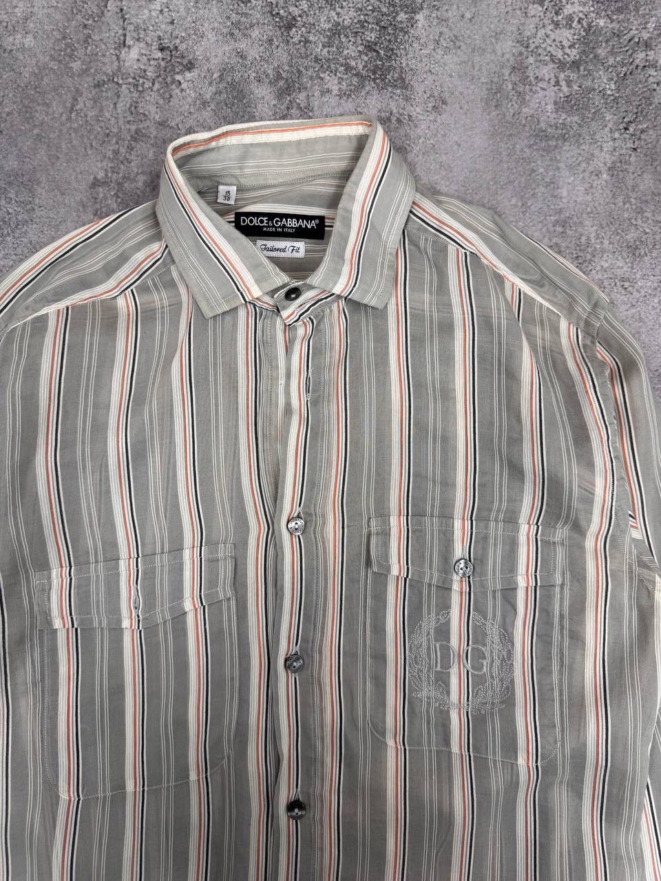 Dolce & Gabbana Dolce & Gabbana Tailored Fit Striped Shirt Beige Grey Size S Size US S / EU 44-46 / 1 - 2 Thumbnail