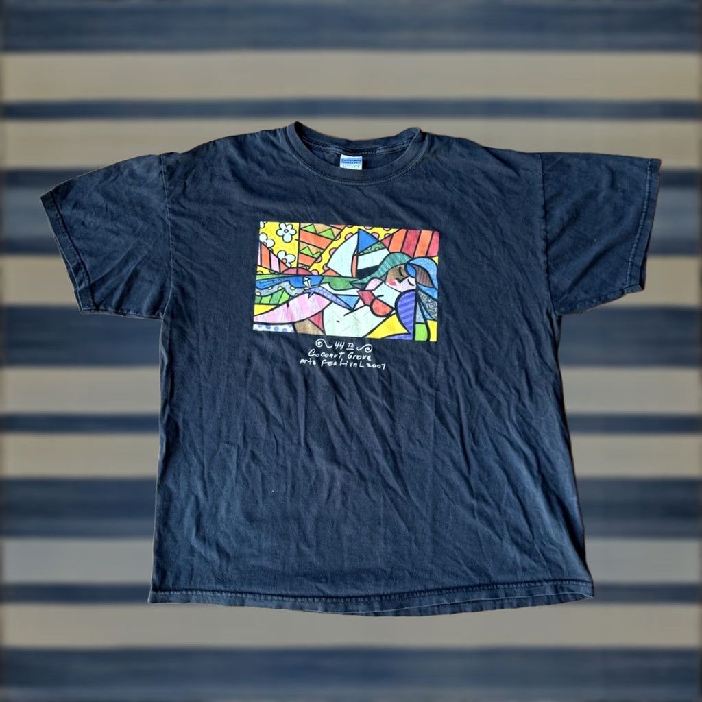 Gildan VINTAGE Y2K Coconut Grove Arts Festival 2007 Romero Britto Promo T-Shirt XL Size US XL / EU 56 / 4 - 1 Thumbnail