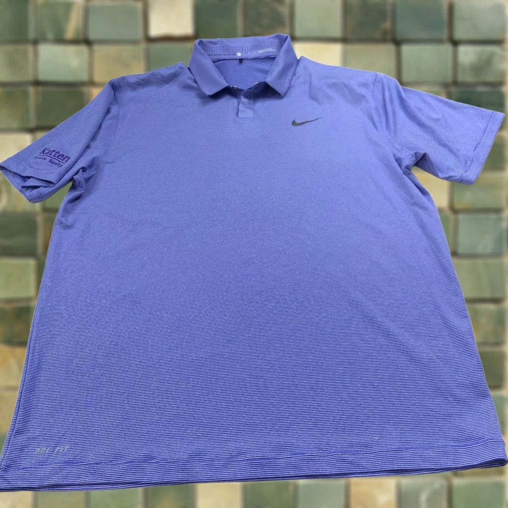 Nike Nike Dri-Fit Tiger Woods Collection Polo Shirt L Blue Striped Logo Mens Golf Polo Shirt Size US L / EU 52-54 / 3 - 1 Thumbnail