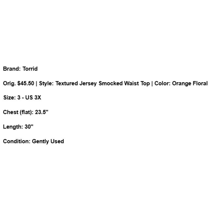 Torrid Torrid Top Floral Smocked Plus Size 3 3X Orange Boho Peasant Size 3XL / US 20-22 - 7 Thumbnail