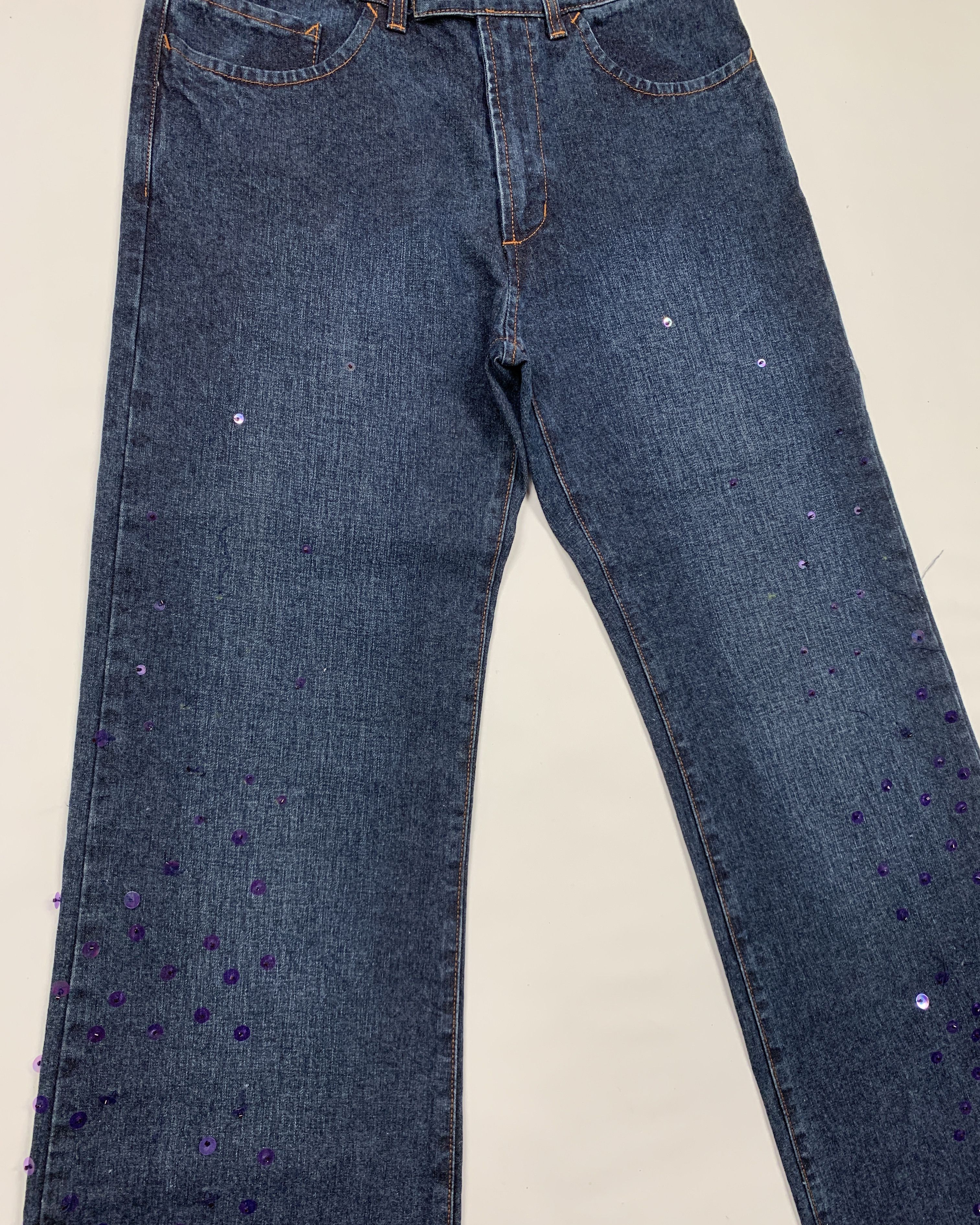 Jean Paul Gaultier 90s Embellished Flared Rave Jeans Size 30" / US 8 / IT 44 - 4 Thumbnail