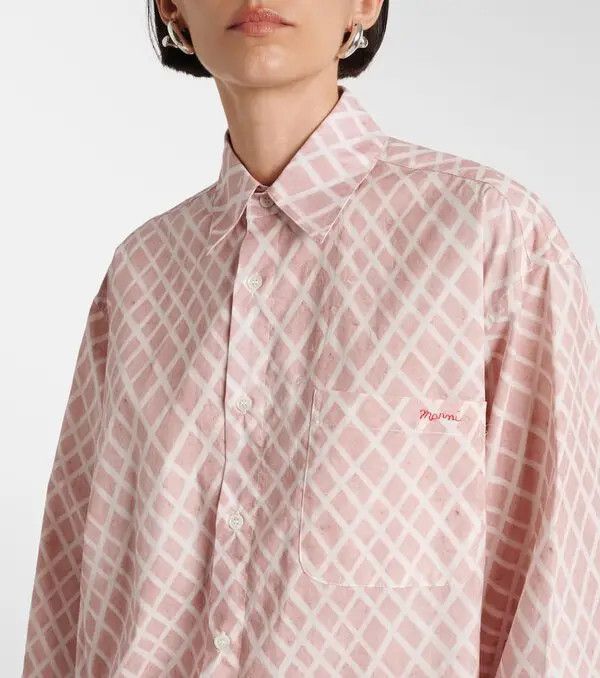 Marni o1w1db11125 Checked Cotton Poplin Shirt in Pink Size M / US 6-8 / IT 42-44 - 4 Thumbnail