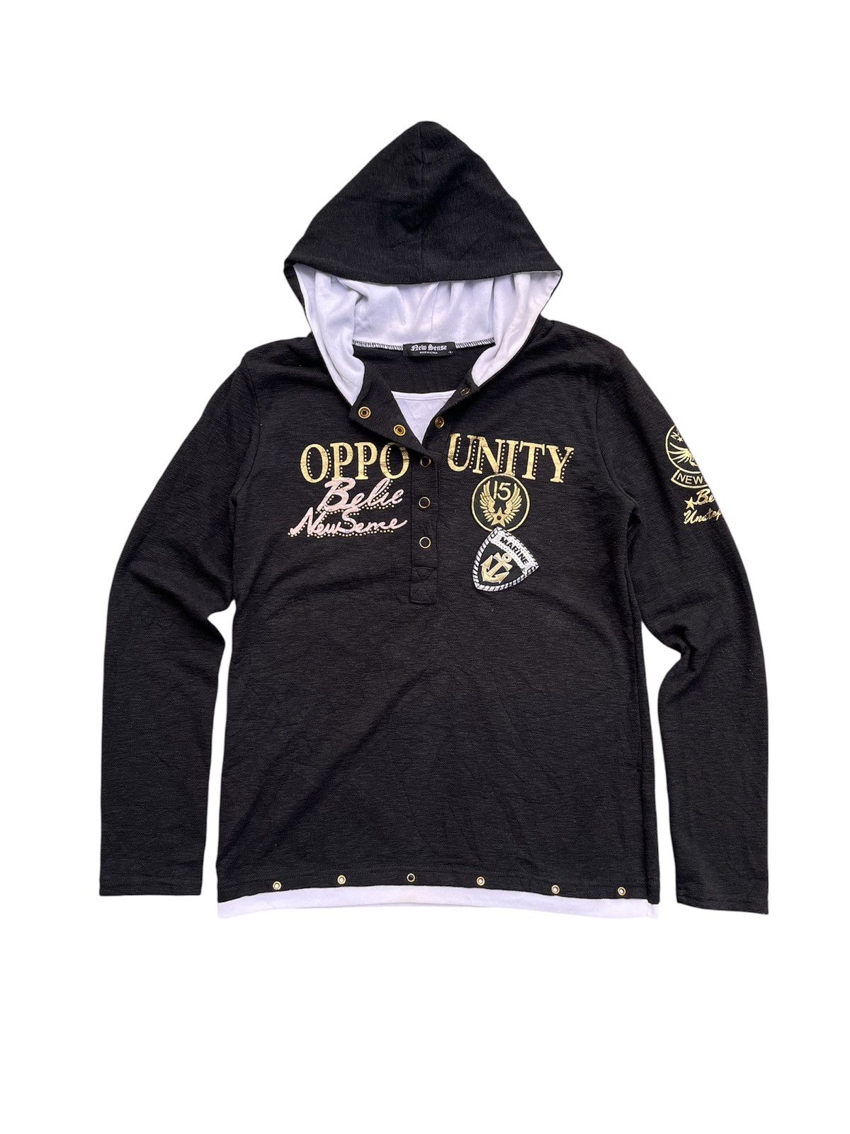 20471120 New Sense Poem Gold Gohtic Hoodie Punk Lgb Kmrii Y2K Size US S / EU 44-46 / 1 - 1 Thumbnail