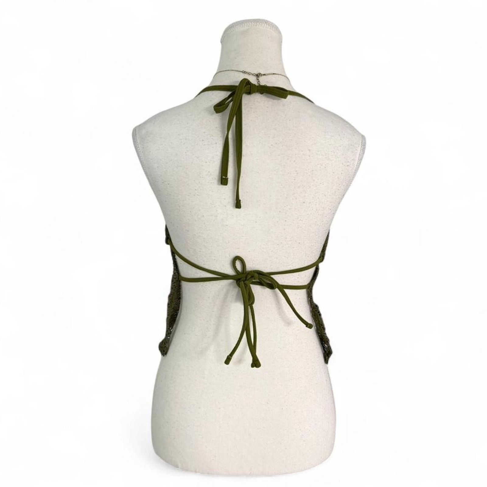 Other Green knitted Y2K tropical summer halter top openback size m Size M / US 6-8 / IT 42-44 - 2 Thumbnail