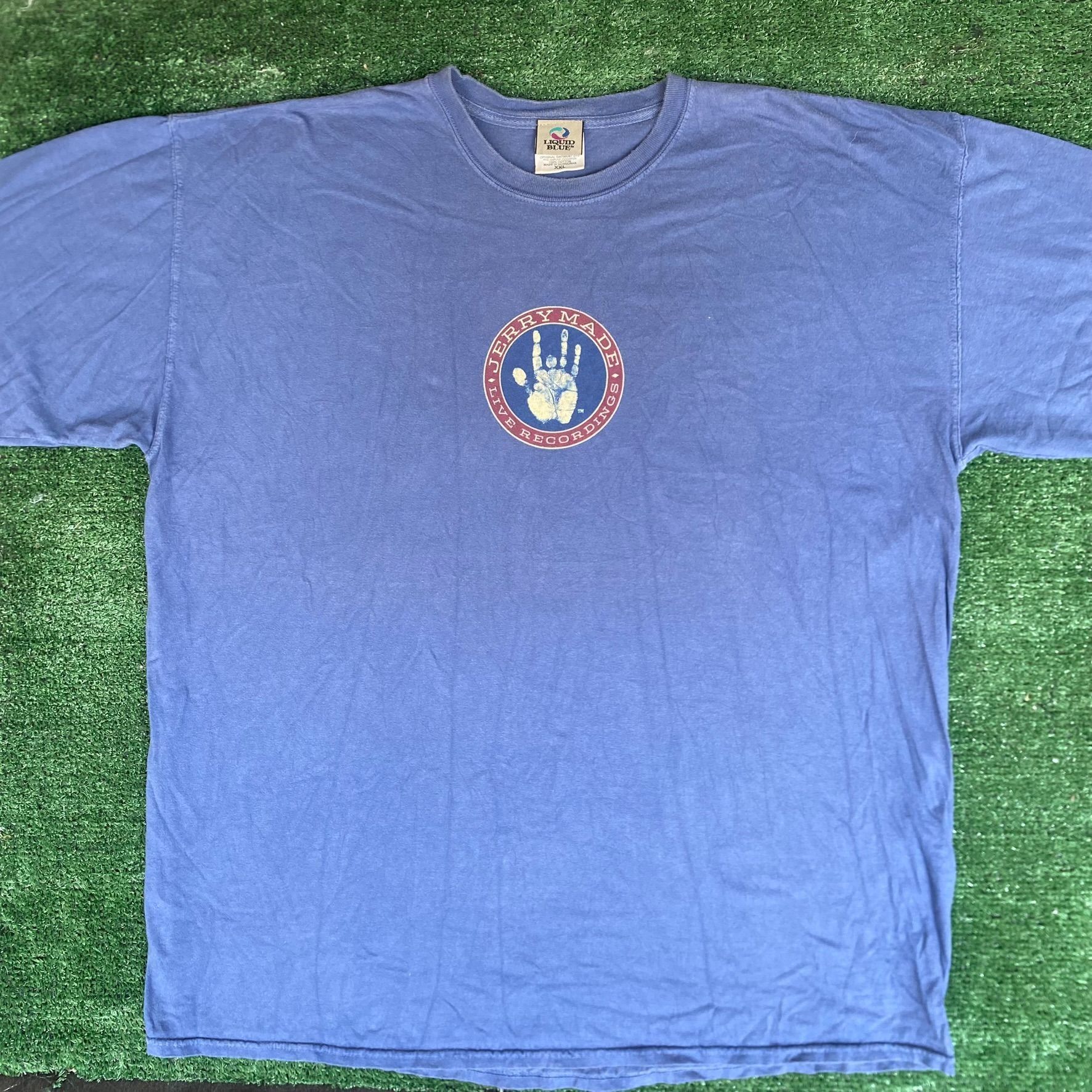 image of Band Tees x Grateful Dead Vintage Y2K Grateful Dead Shirt Jerry Garcia Handprint Tee in Blue (Size 